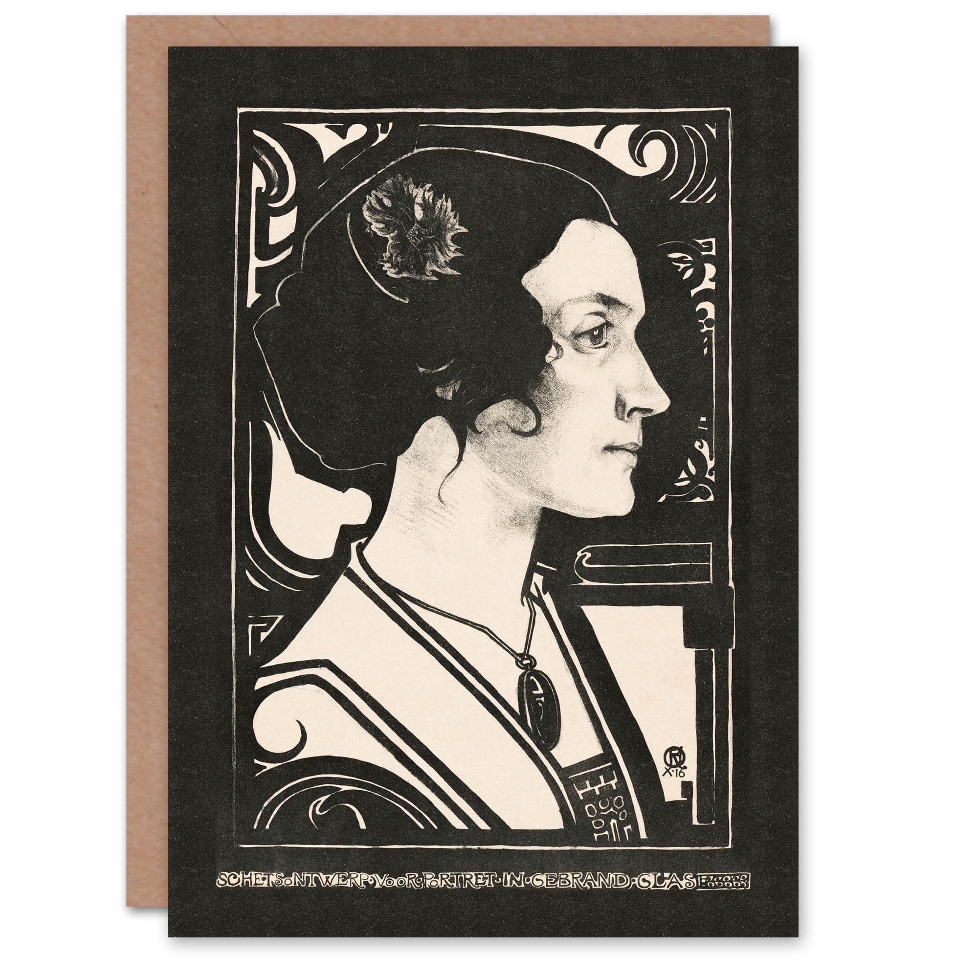 Artery8 Richard Roland Holst Art Card Woman Stained Glass Sketch Portrait