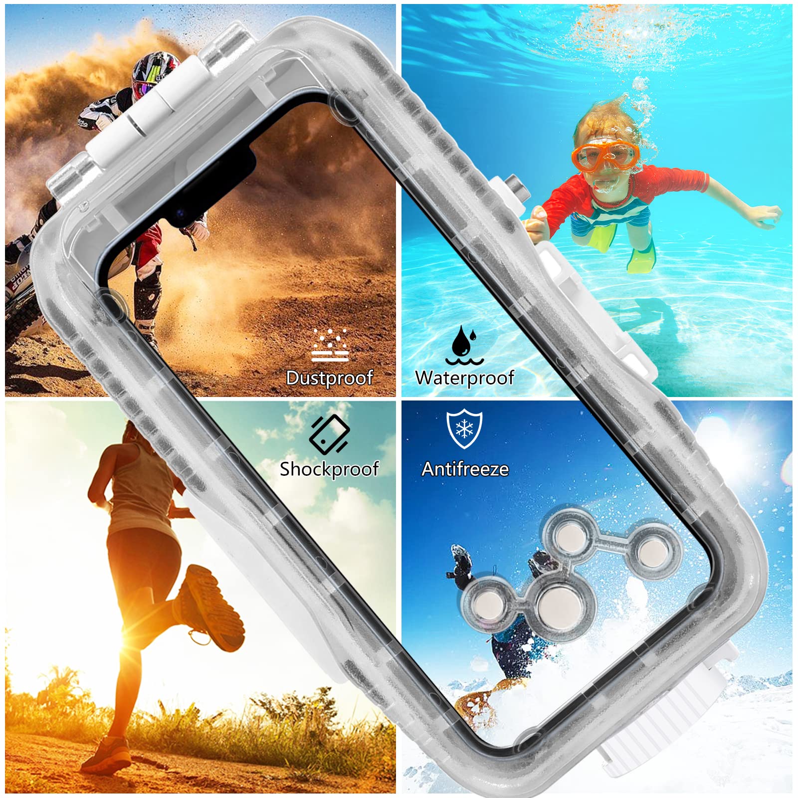 PULUZ Étui de plongée étanche à 40m/130ft pour iPhone 15 Pro Max / 15 Plus / 14 Plus / 14 Pro Max / 13 Pro Max / 12 Pro Max / 11 Pro Max, Couverture de boîtier sous-Marin
