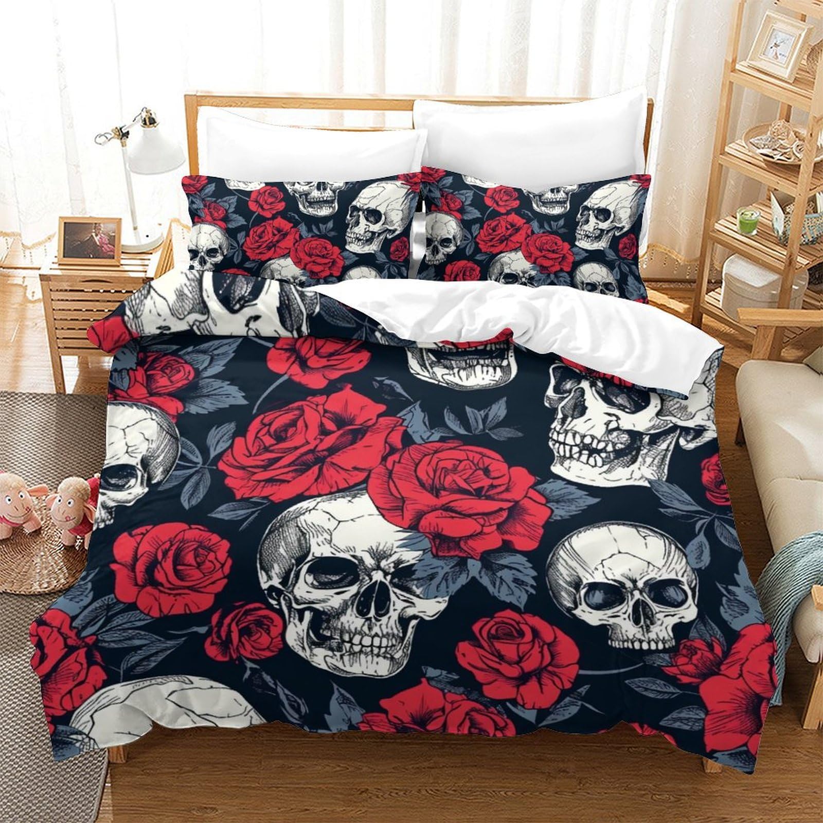 Housse de couette crâne pour chambre d'ado et adulte look moderne et rock