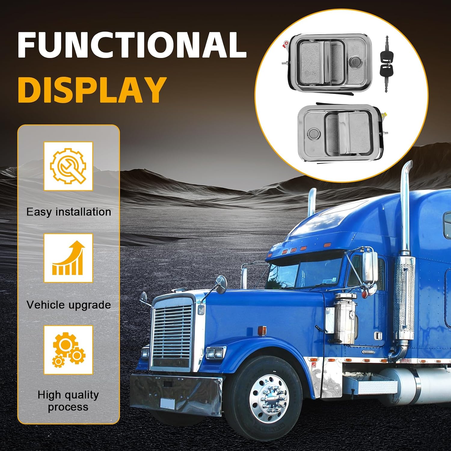 Pair Front Exterior Door Handle Compatible with Freightliner Classic