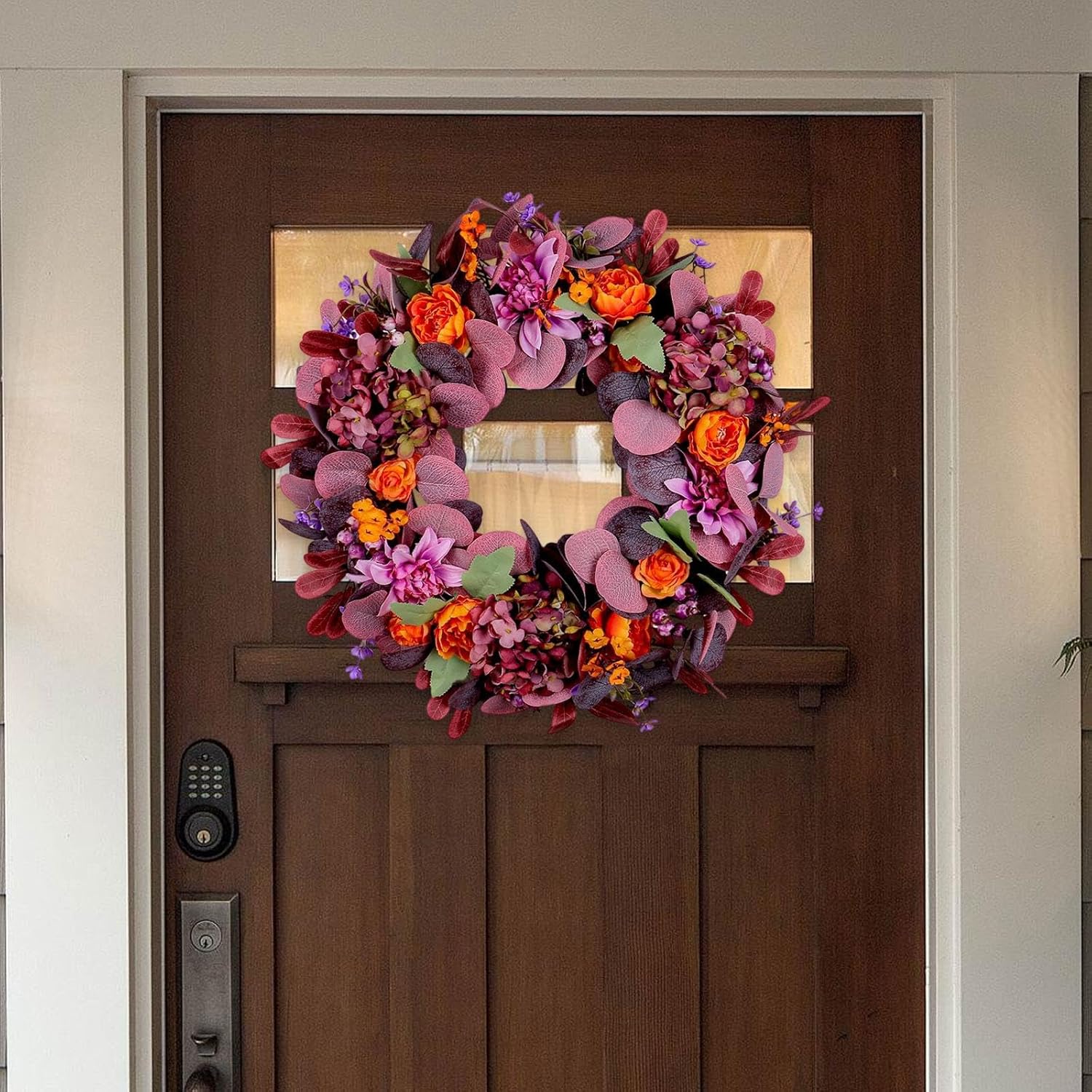 秋のリースの壁掛け装飾、装飾的な造花の花輪、お祭り、パーティー、ガーデン、結婚式、ファームハウス、夏のドアリース、屋外用