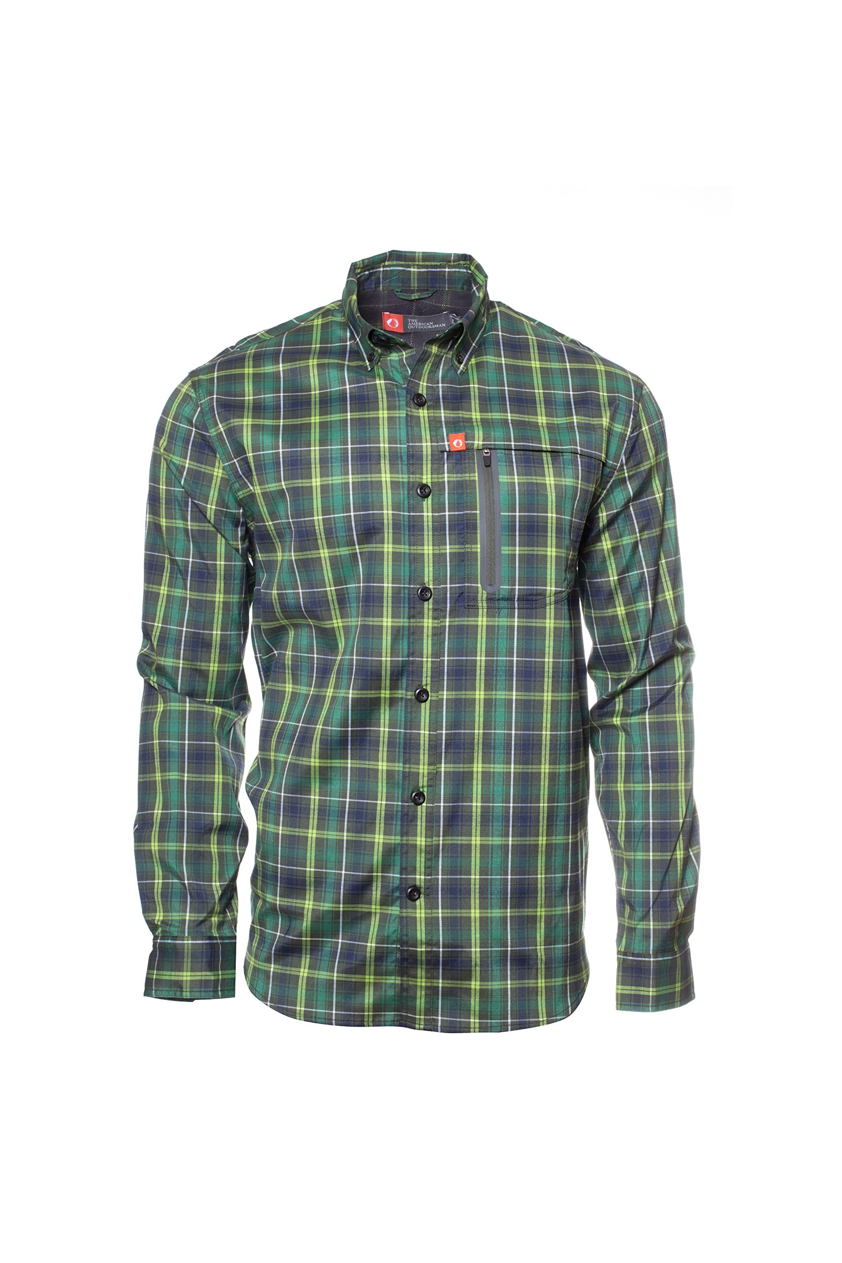 American Outdoorsman Men’s Brazos Long-Sleeve Fishing Shirt, Moisture-Wicking Button-Up Clothes/Apparel