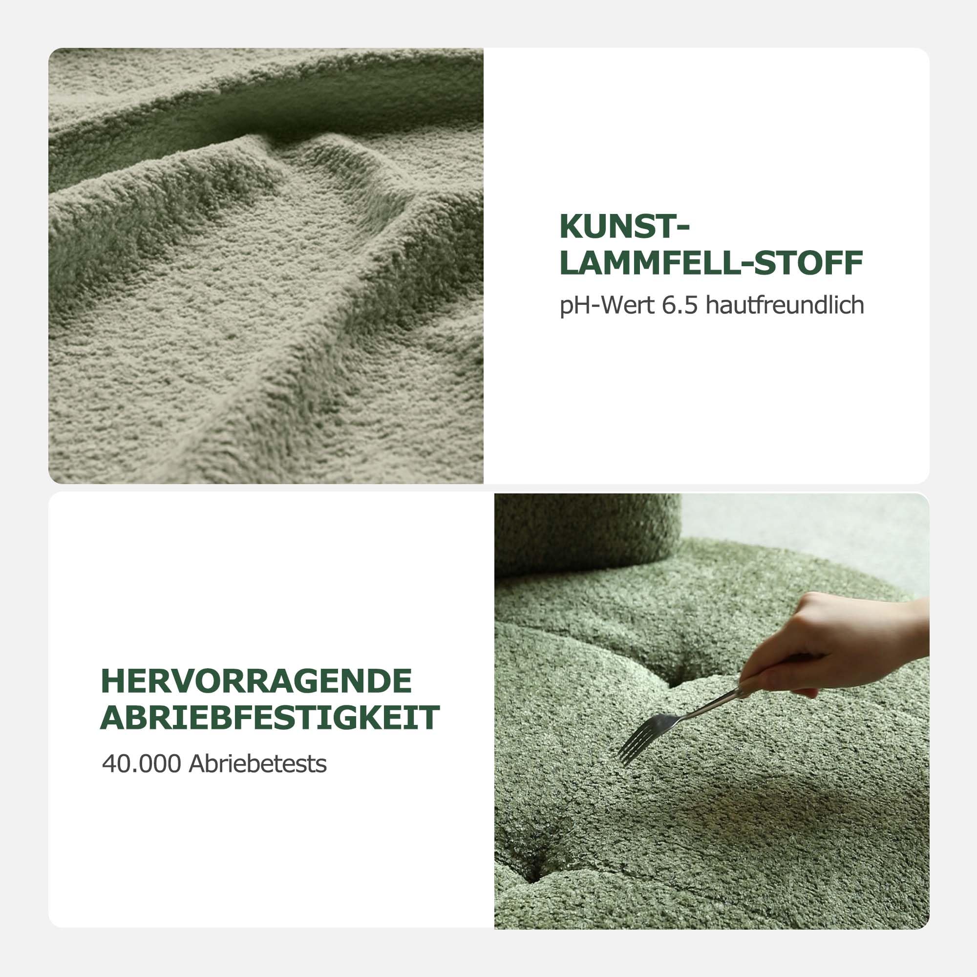 YESWOOD Einzel-Sessel - 360° drehbar, leicht & platzsparend, ideal für Wohnzimmer & Schlafzimmer, 82T x 77B x 75H cm, Bouclé-Stoff, Weihnachtsgrün