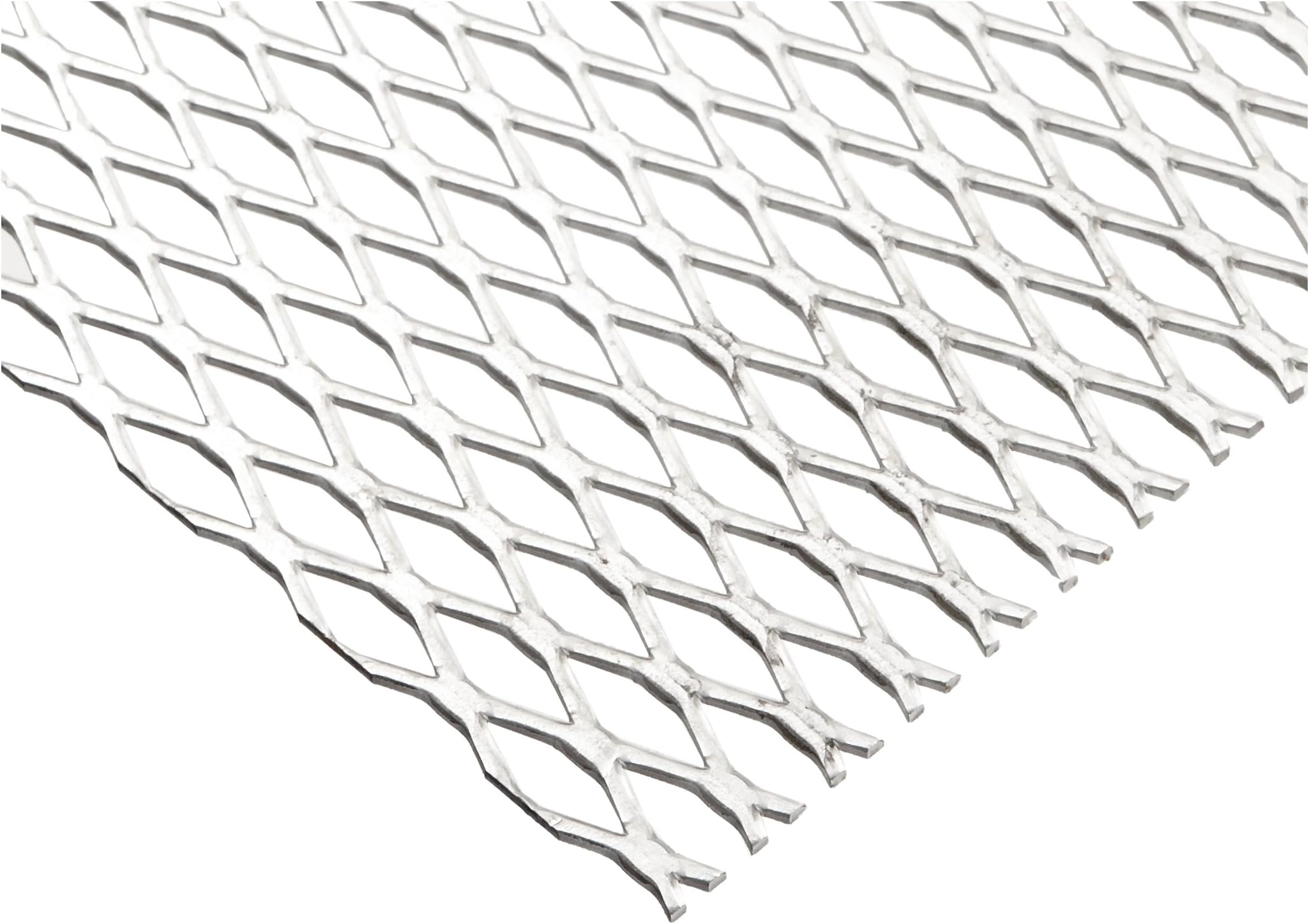 Carbon Steel Flat Expanded Sheet, Unpolished (Mill) Finish, 48" Width, 48" Length, 1.33" SWD x 3.2" LWD Opening, 13 Gauge