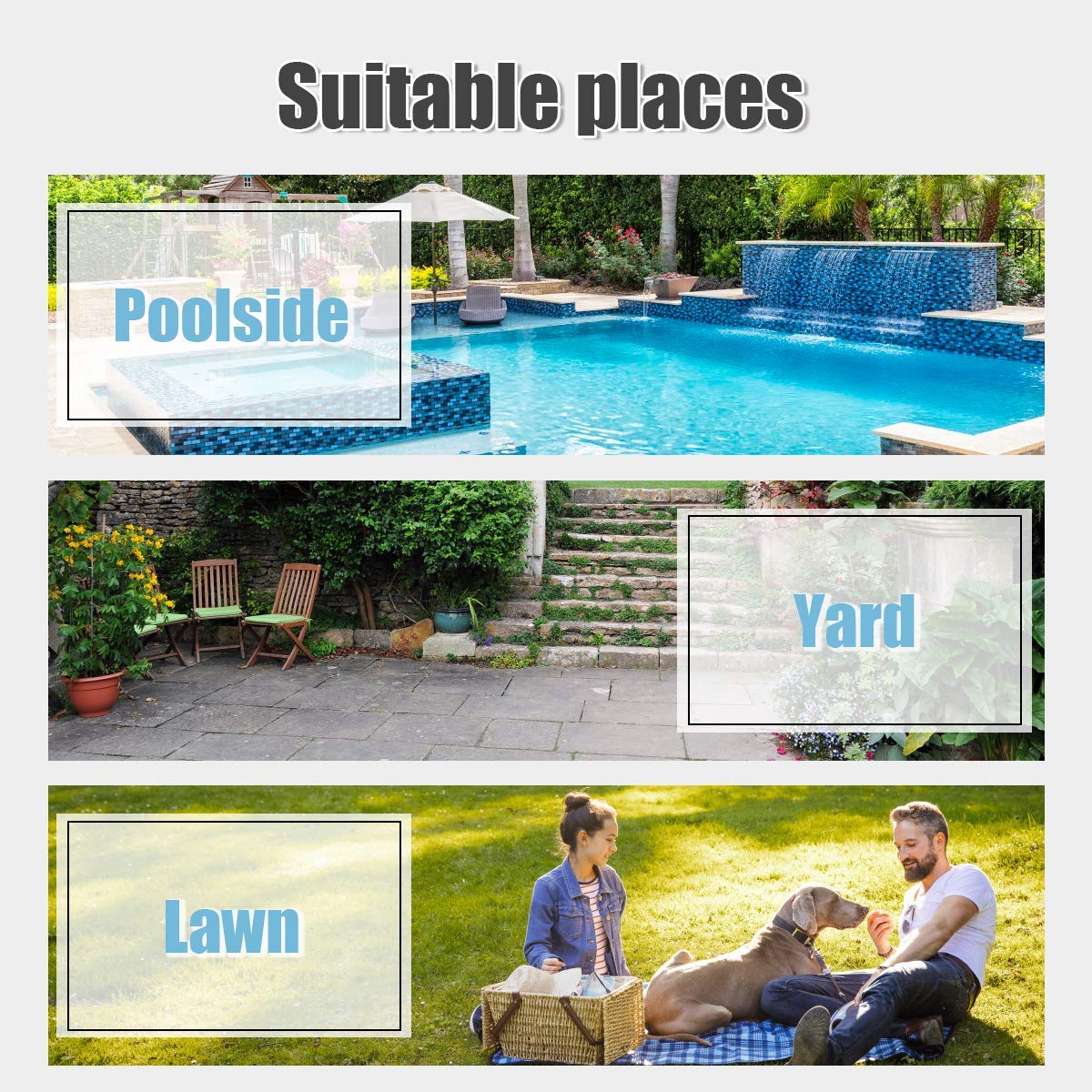 Juego de 3 piezas de muebles de jardín de mimbre para exteriores con 2 sillas acolchadas y mesa final 6
