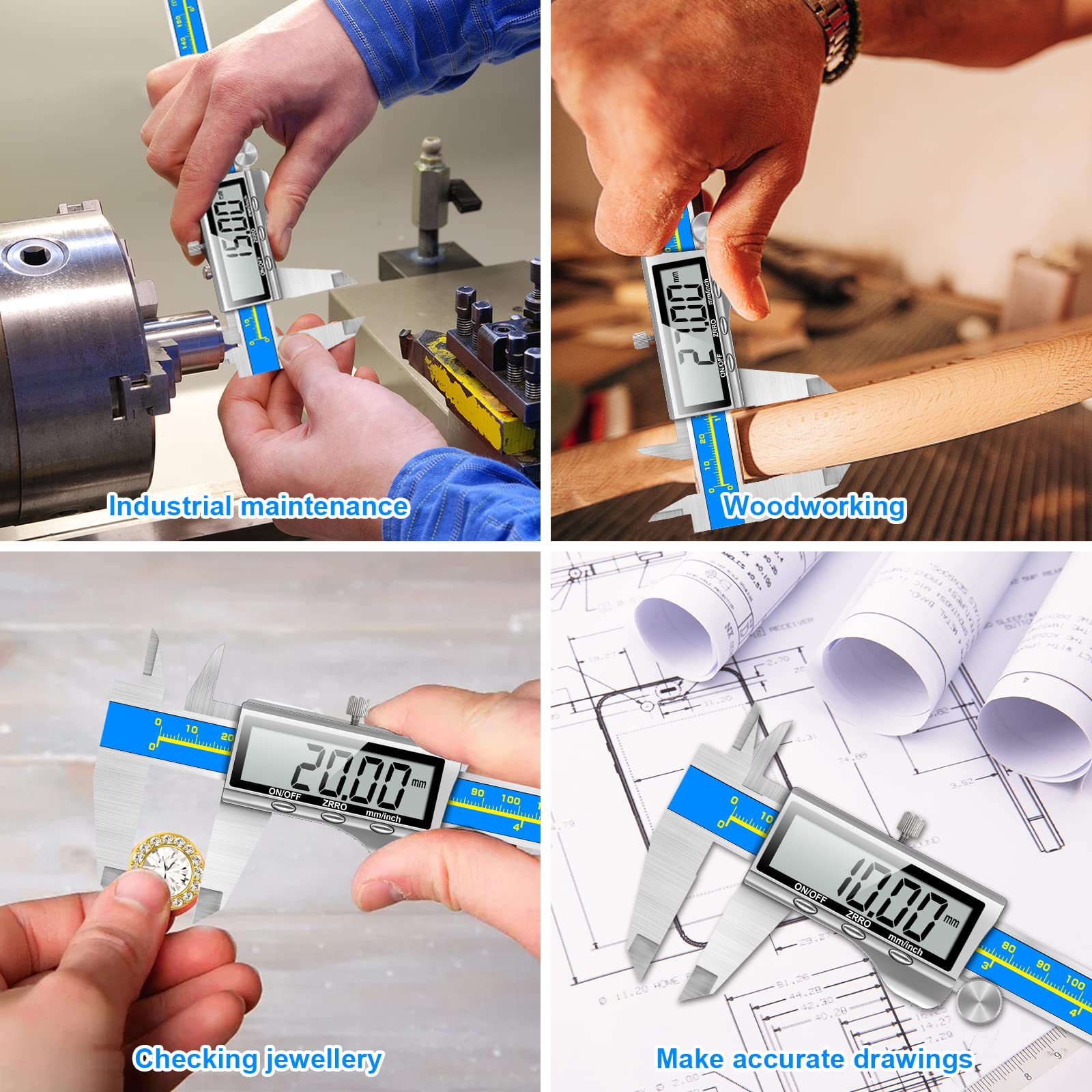 Digitale Schieblehre Industriequalität Orthland Messschieber Digital Messlehre 150mm Mit Groß Lcd Präzision Schublehren Tiefenmesser Edelstahl Analog Ip54 Wasserdicht Für Innen Außen stufen Messing