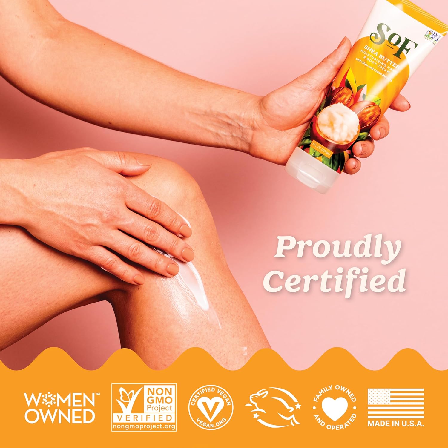 SoF Moisturizing Hand & Body Cream - With Organic Shea + Cocoa Butter and Sweet Almond Oil,Non GMO & Vegan, Shea Butter, 8 Fl Oz, 1 Pack - Image 6