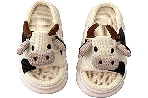 Cartoon Cow Cotton Cozy Slippers