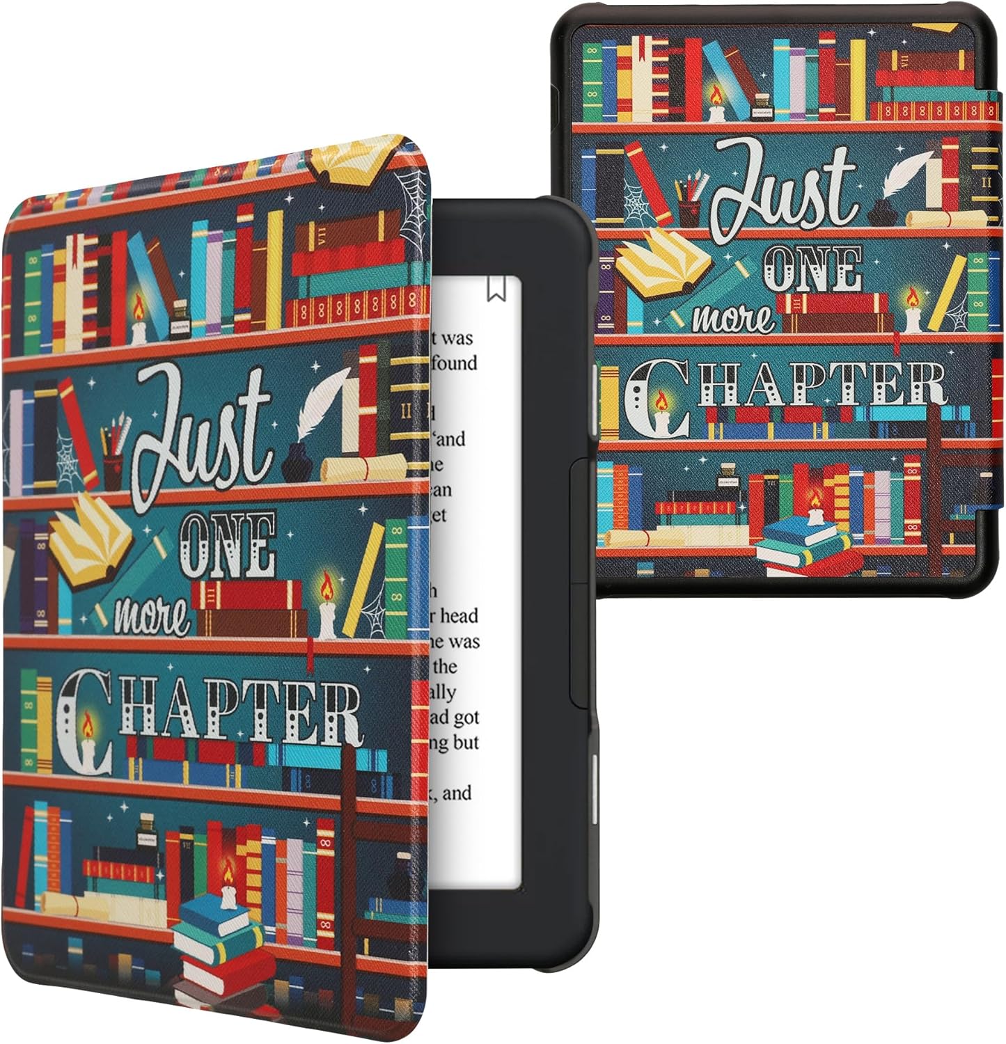 kwmobile Case Compatible with Barnes & Noble Nook Glowlight 4 Plus Case – eReader Cover – Library Motto Multicolor