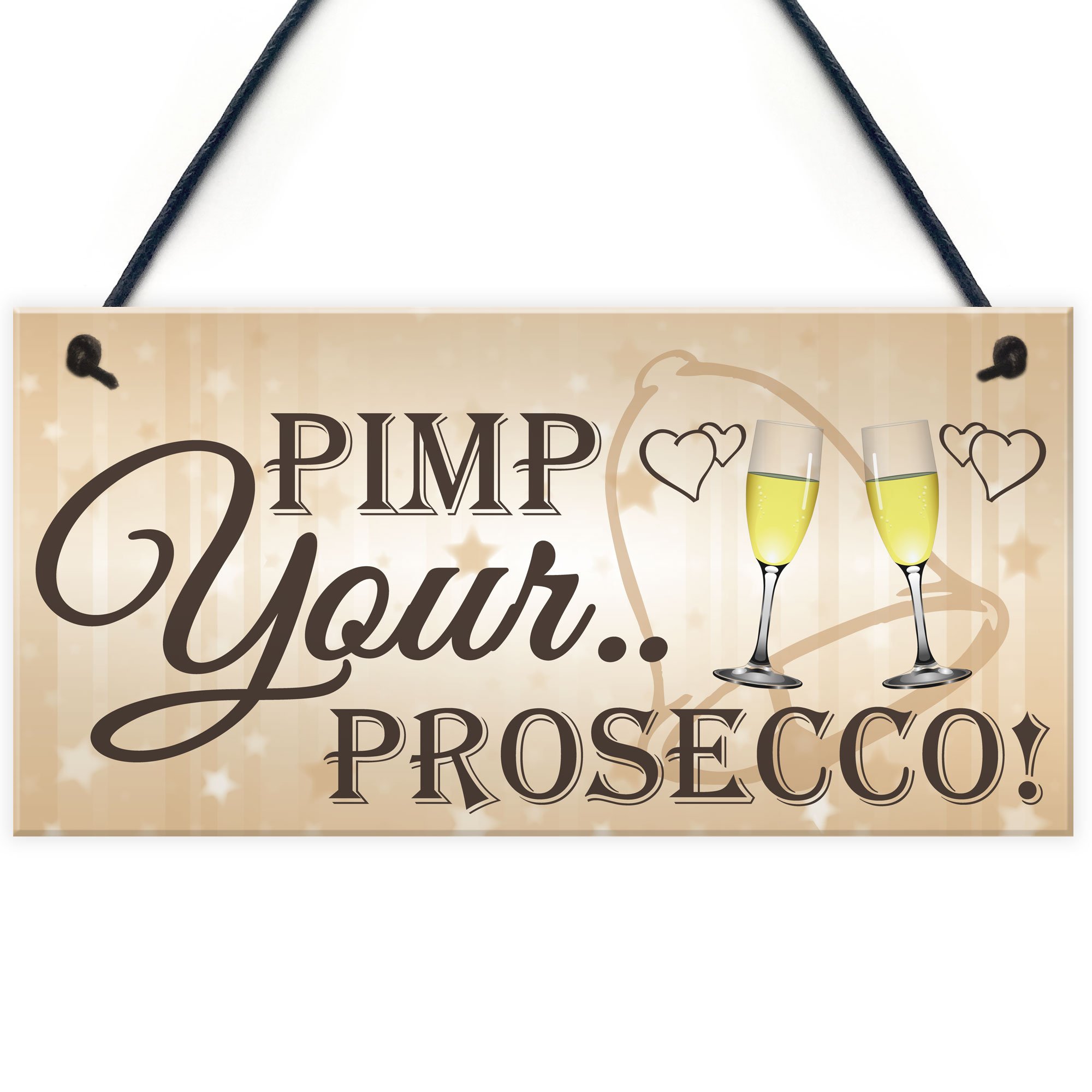 Red Ocean Pimp Your Prosecco Funny Wedding Greeting Sign Guest Entrance Decoration Plaque