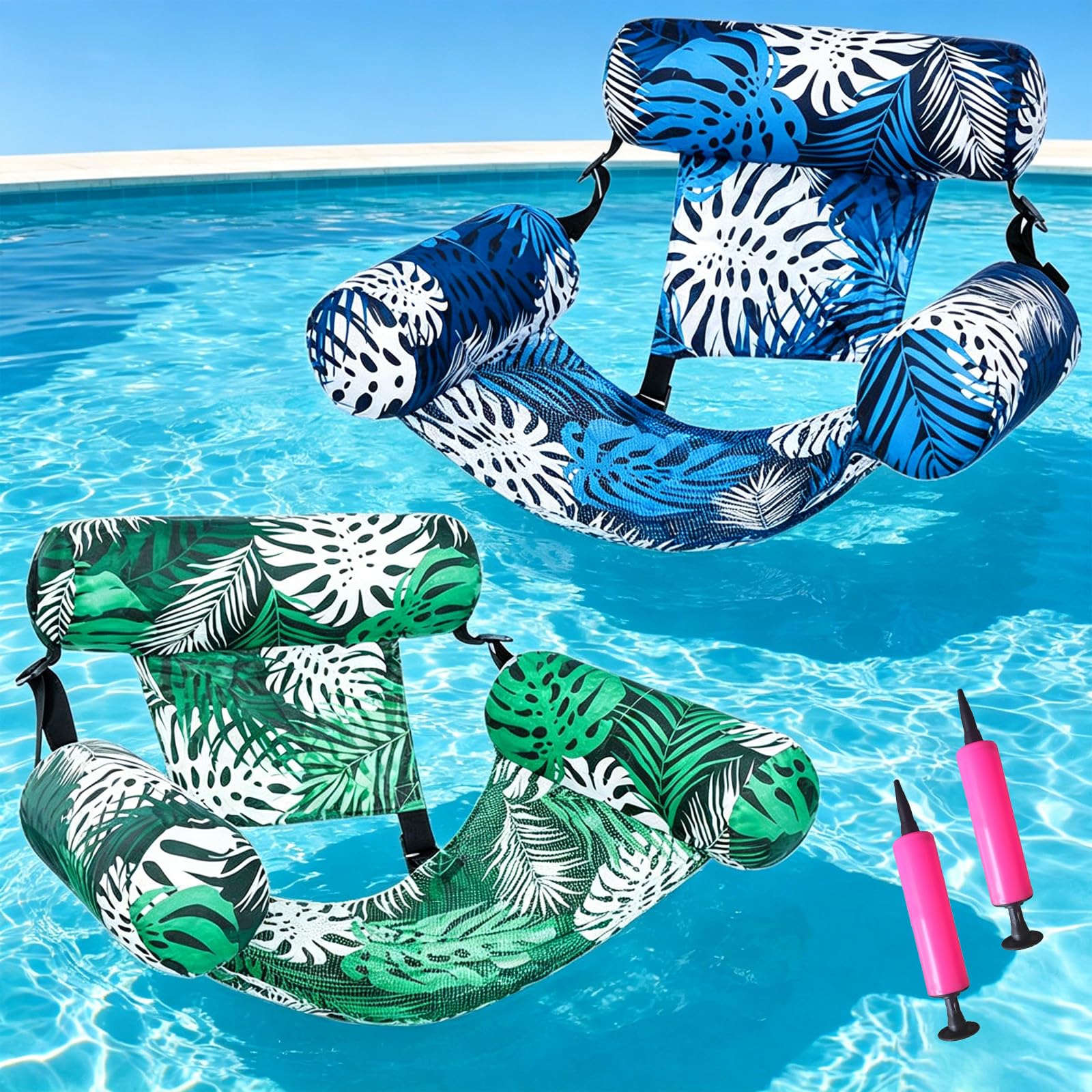 Aufblasbare Wasser Pool Luftmatratze für Erwachsene,2 Stück Schwimmkissen Erwachsene,Wasser Hängematte,Aufblasbare Wasserstühle,Wasserhängematte,für Sommerpartys, Pool- und Strandspaß