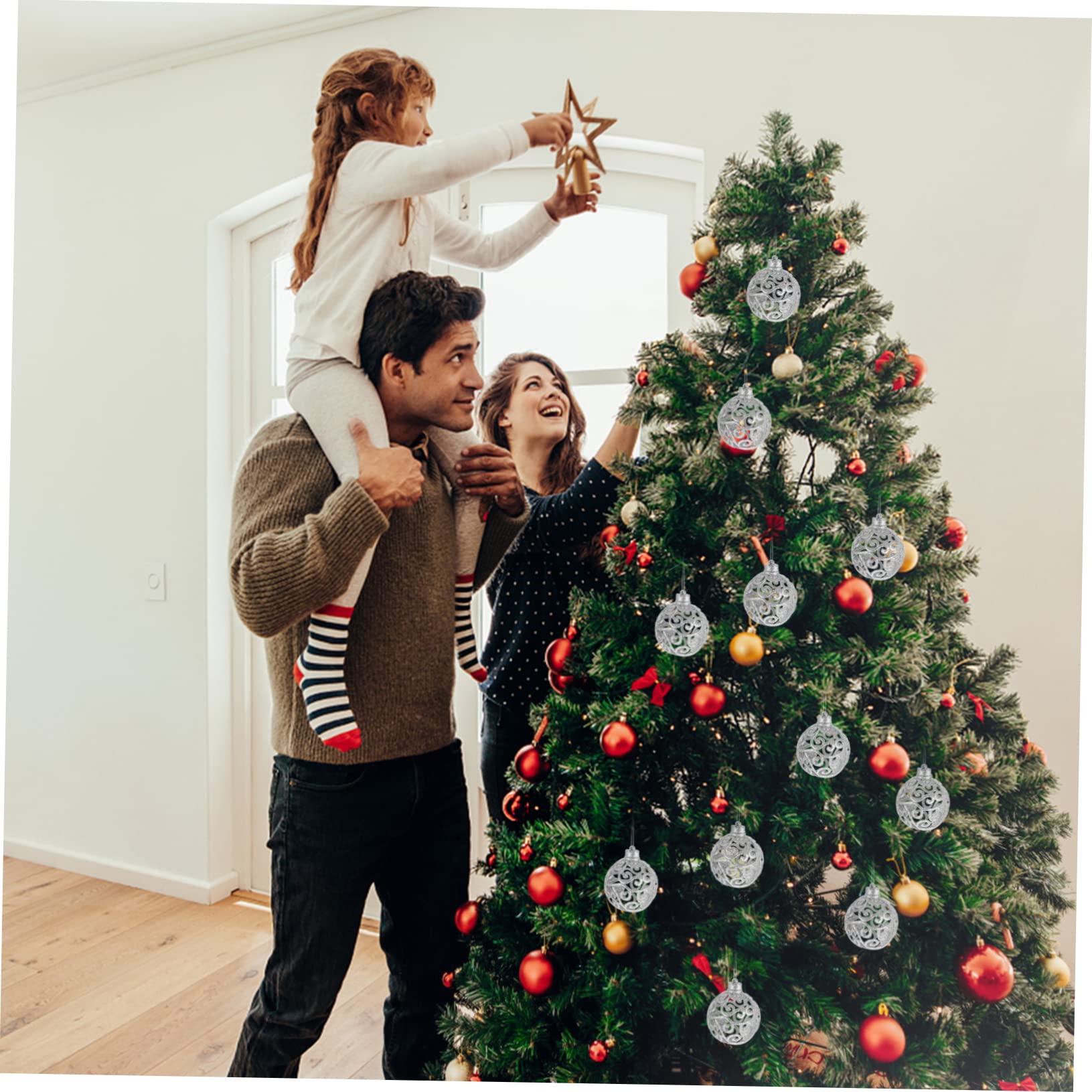 IMIKEYA 20 STK Hohle Kugel Weihnachtskugeln Halloween-Dekorationen im Freien Christbaumschmuck Christbaum anhänger Weihnachtsdekorationen Urlaubsdekoration Weihnachtsschmuck PVC