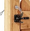 Self Locking Gate Latch for Wooden Gates Black Coated, Carbon Steel Adjustable Gate Latch Weather Protection with Spring Cable Pull for Metal Wooden Fences Gates Sheds (1, Black)