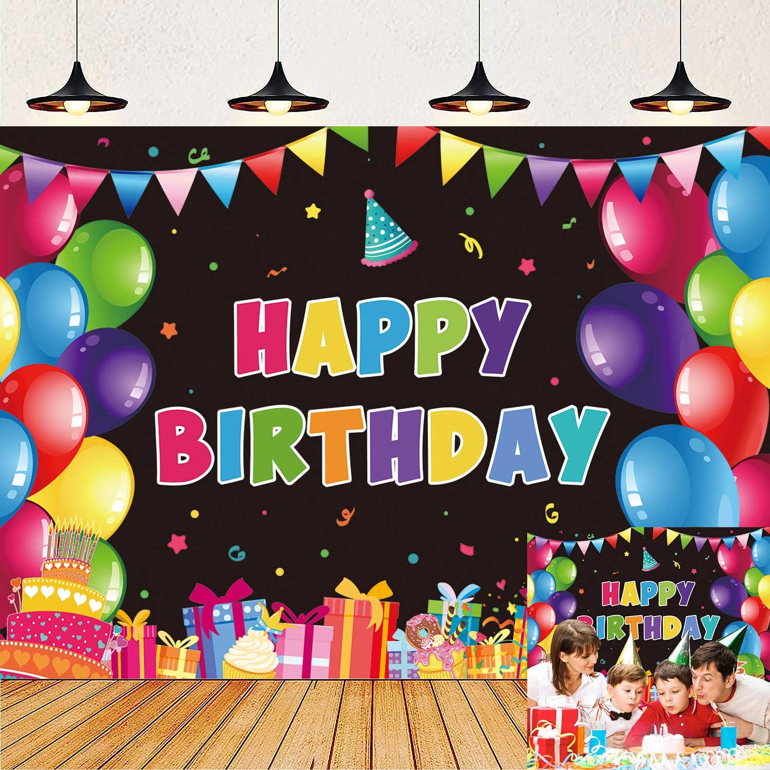 Fotohintergrund „Happy Birthday“ – 150x100 Cm, Cartoon-Motiv | Party-Deko Für Kindergeburtstag, Baby-Shower & Feste
