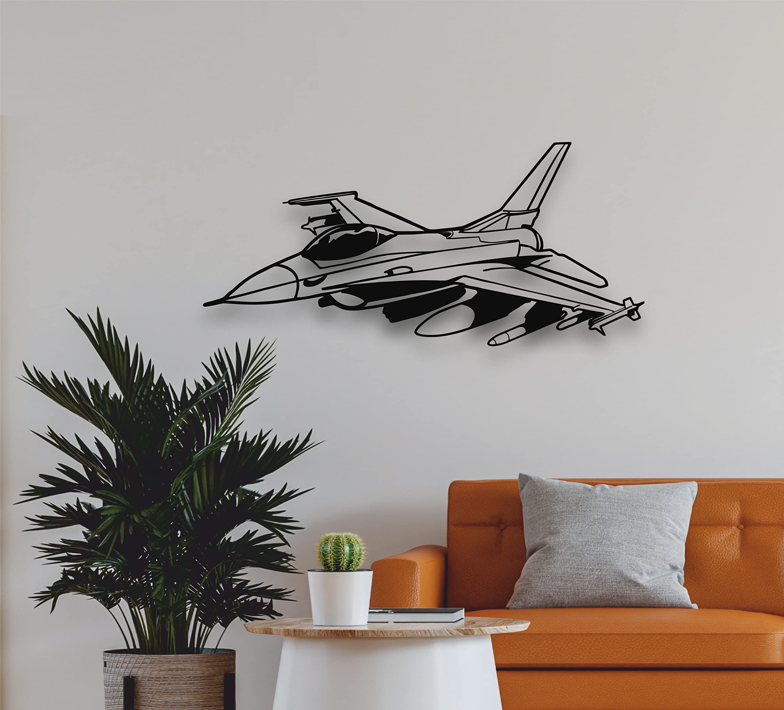 Plaque Murale Métal Avion De Chasse Futuriste 30x20 Cm - Déco Vintage