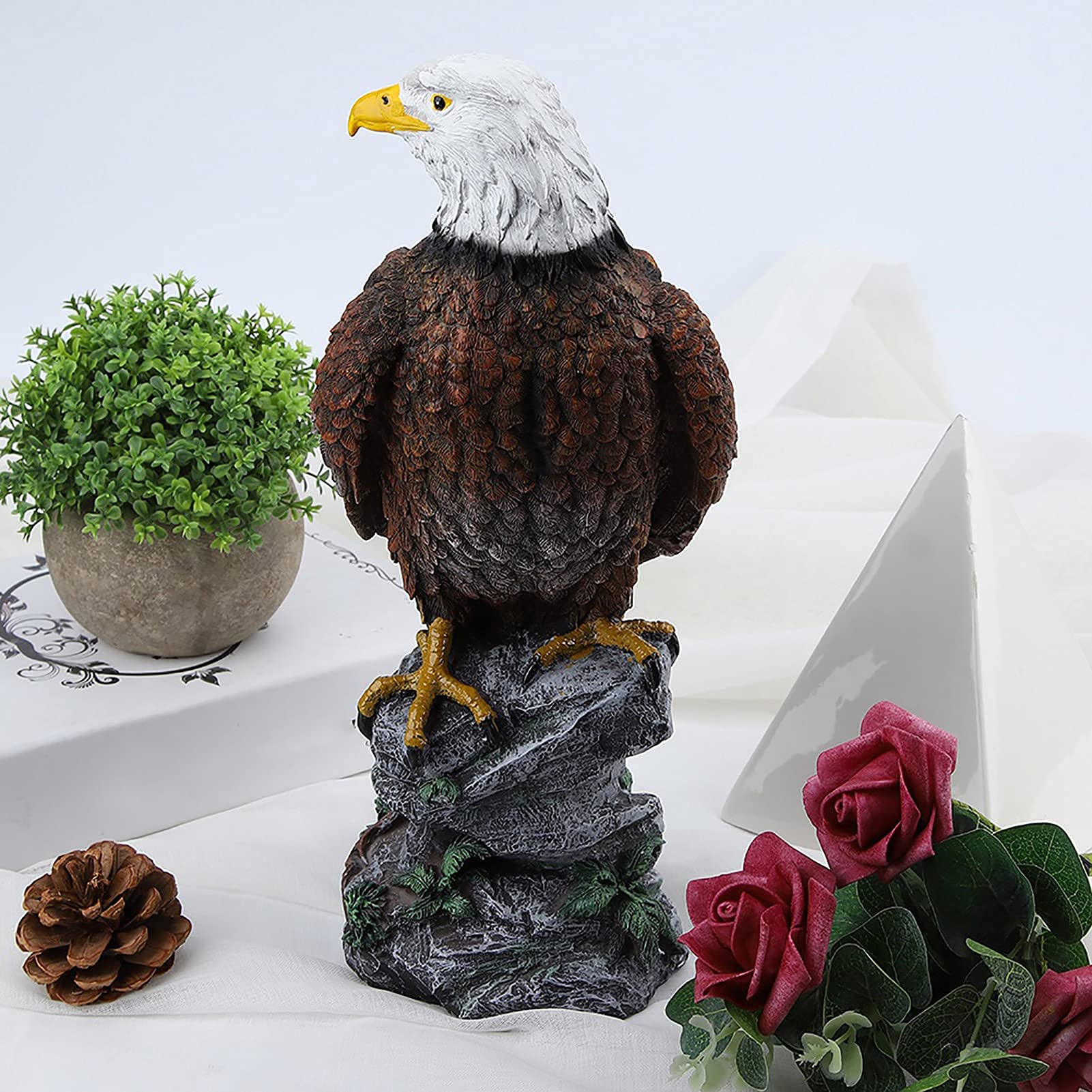 Ejoyous Estatua Decorativa de Águila para Jardín, Escultura Ahuyentadora de Pájaros en Resina, Figura Ornamental para Balcón, Terraza y Casa
