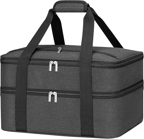 Cazuela de doble aislamiento para alimentos calientes o fríos, transportador térmico expandible para comidas comidas, cenas, pícnic, viajes, se