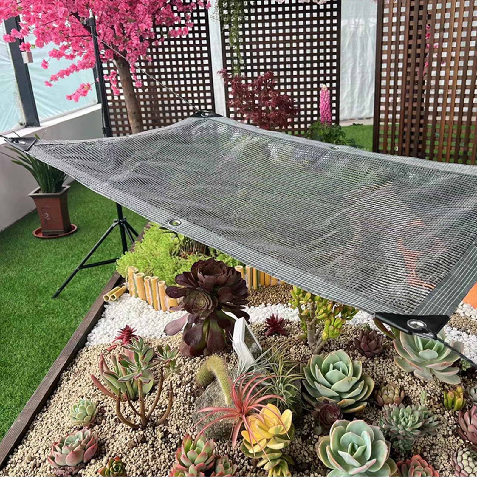 Silber Garten Schattiernetz 55% UV-Schutz Atmungsaktive Kühlung mit Ösen für einfache Aufhängung Perfekt für Gewächshäuser Rasen Hühnerställe & Zwinger