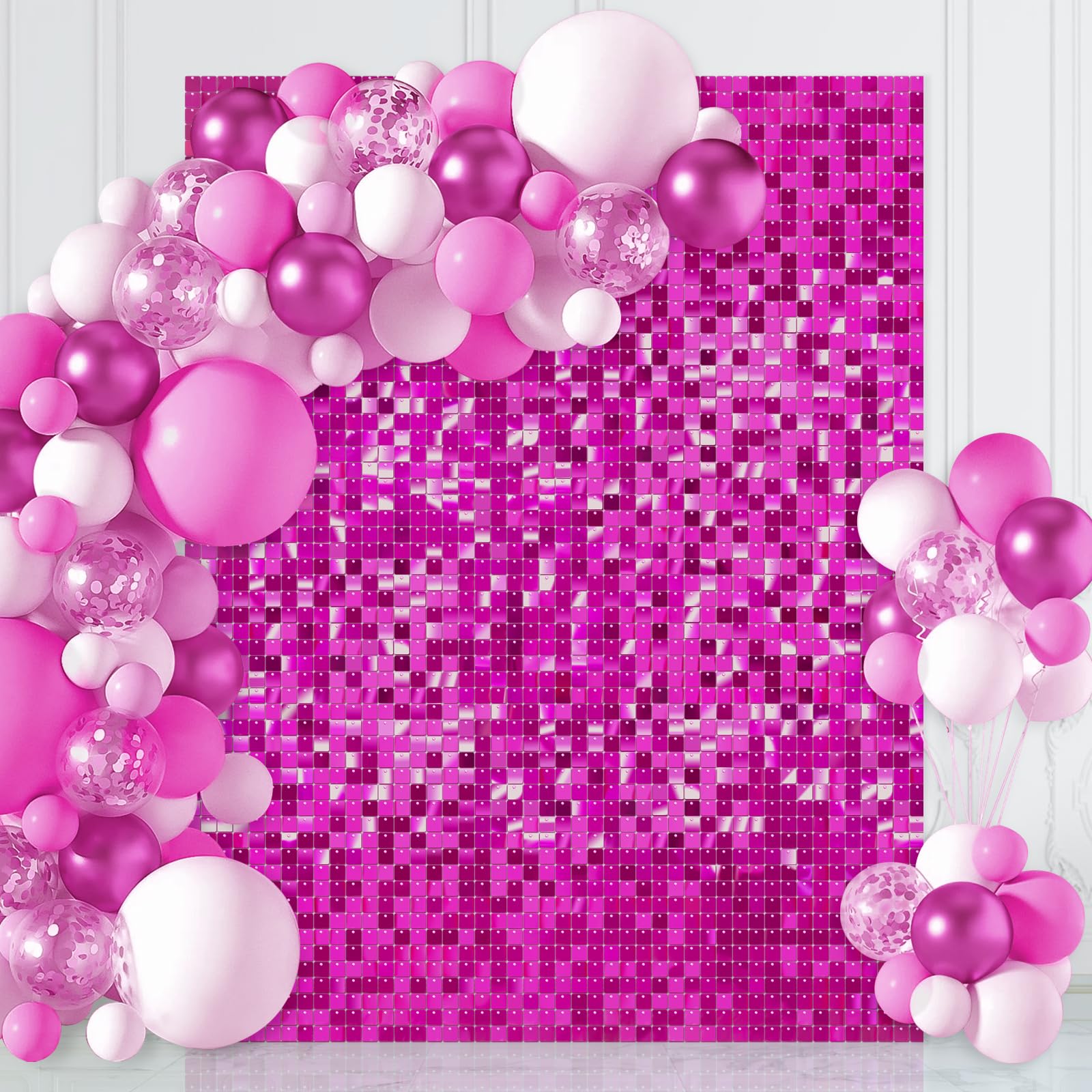 Hot Pink Shimmer Backdrop Sequin Wall Panel 3ftx6ft Shimmer Wall Background Glitter Party Backdrop for Wedding Birthday Anniversary Bachelorette Supplies
