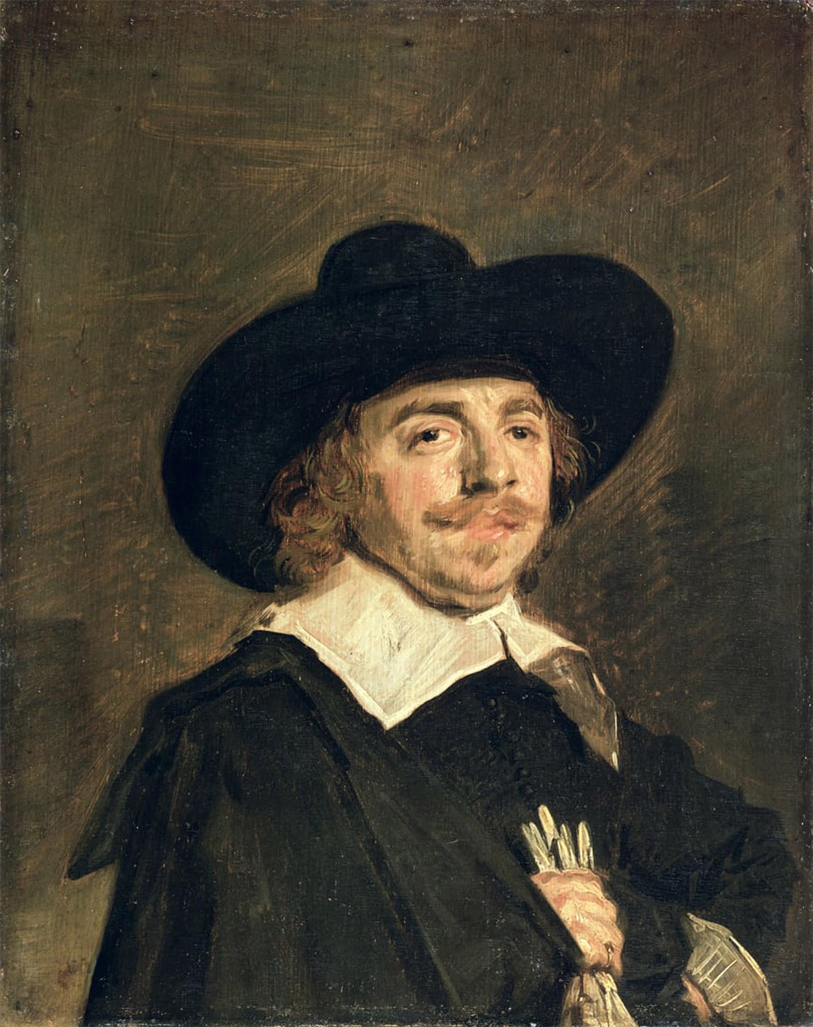 POSTERIIk Vintage Classic Picture Landscape Artwork a Small Portrait of a Man Holding Gloves by Frans Hals Portrait Canvas Painting for Office Home Decor 60x90cm