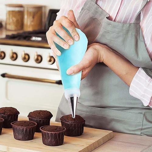 Miniatura 4 de GOOTRADES - Juego de 7 puntas de decoración de pasteles (5 tubos de escritura, 1 acoplador, 1 bolsa de pastelería de silicona)