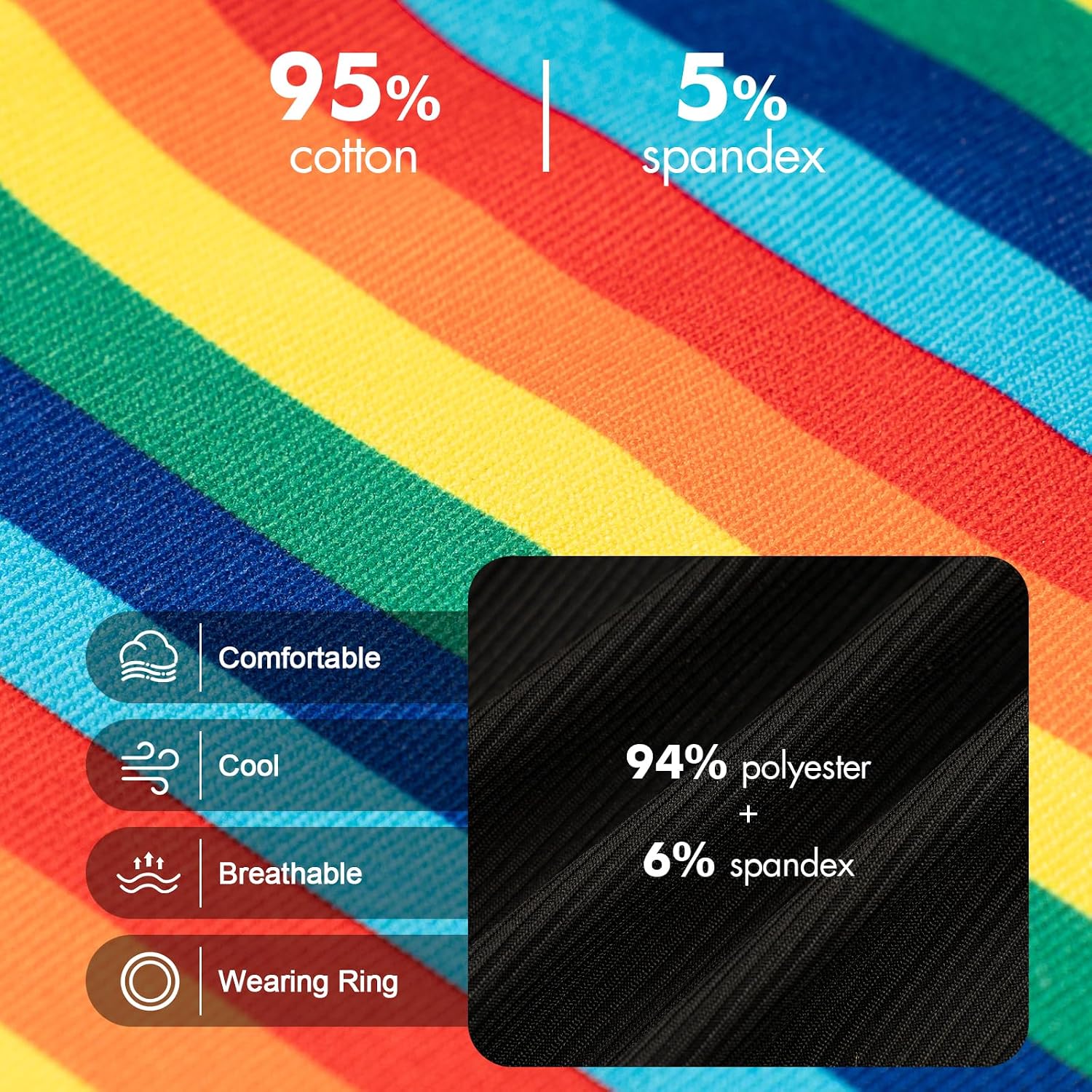 Mens Rainbow Briefs Metal Ring Sexy Underwear Striped Panties