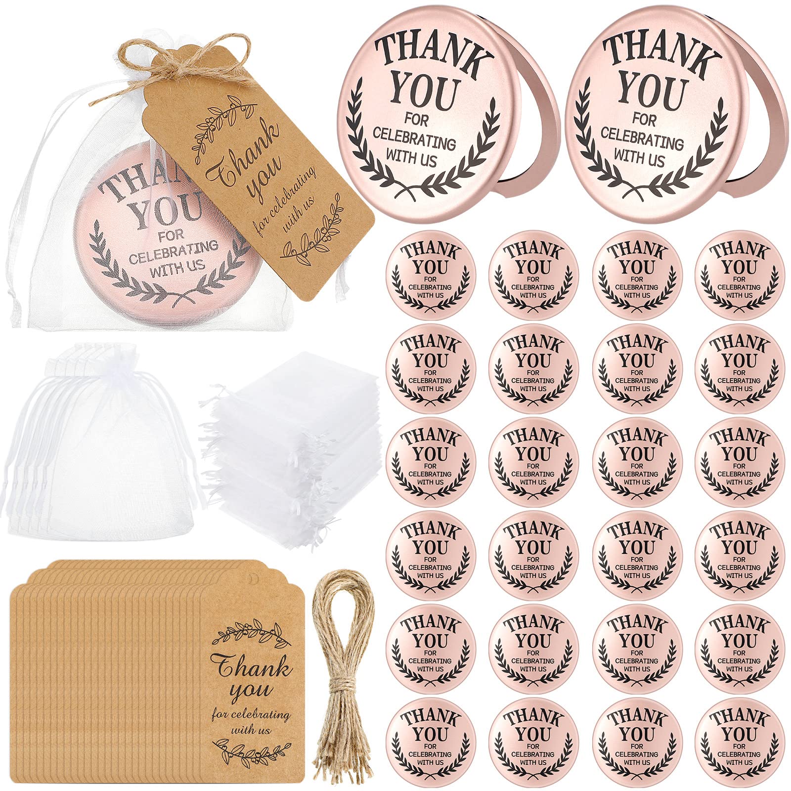 Tatuo 24 Set Wedding Party Favors Compact Mirrors Bulk for Guest Thank