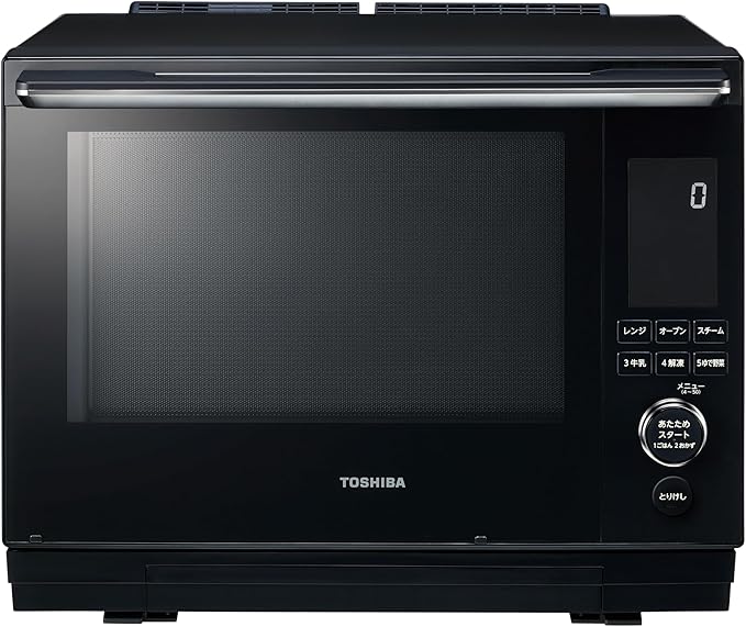 TOSHIBA(東芝) スチームオーブンレンジ 石窯ドーム ER-D3000A(K)グランブラック 2段調理 300℃ おまかせ焼き フラットテーブル 電子レンジ 簡単操作 簡単料理 時短 お手軽メニュー 簡単お手入れ