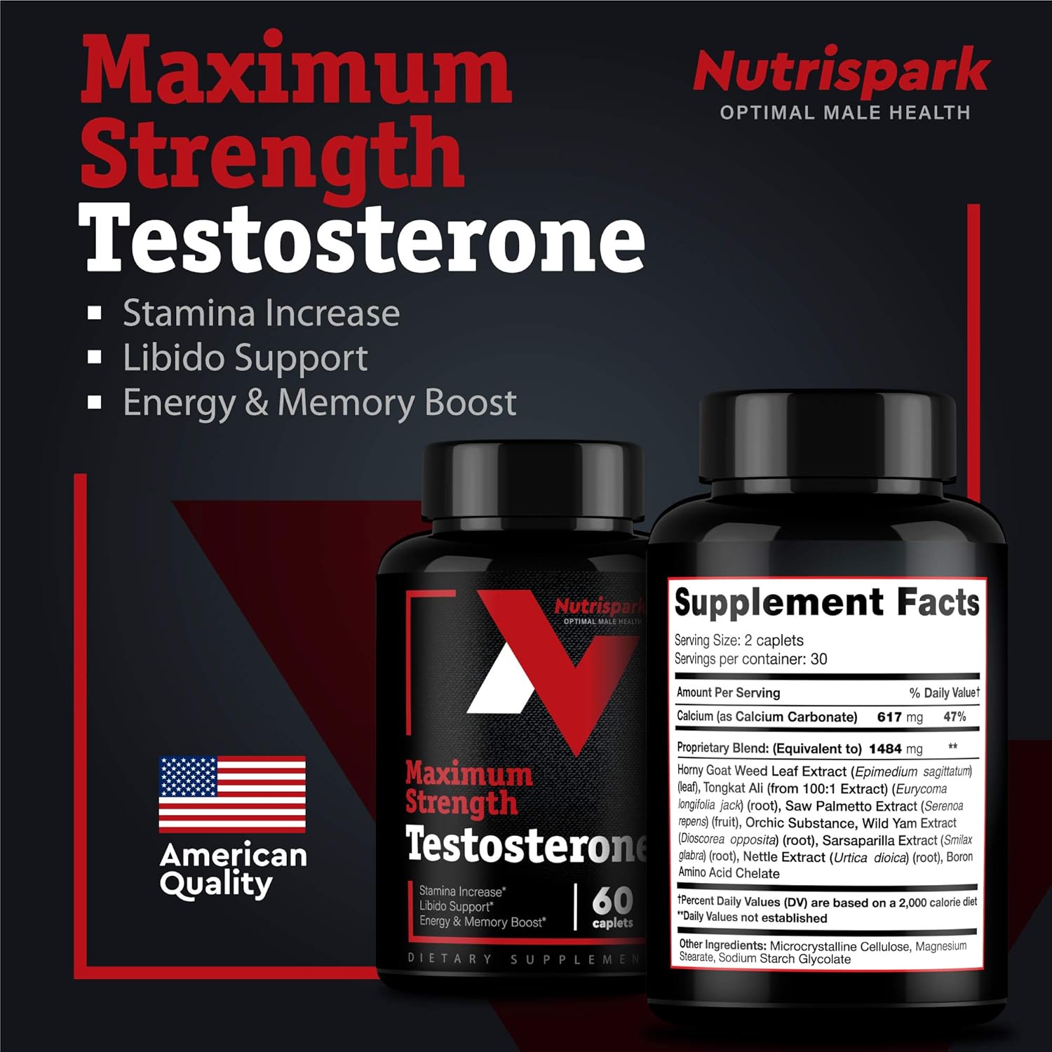 Testosterone Booster for Men - Made in USA - Men Testosterone Pills with Horny Goat Weed - Mens Testosterone Booster for Muscle Growth, Desire & Energy Increase : Health & Household