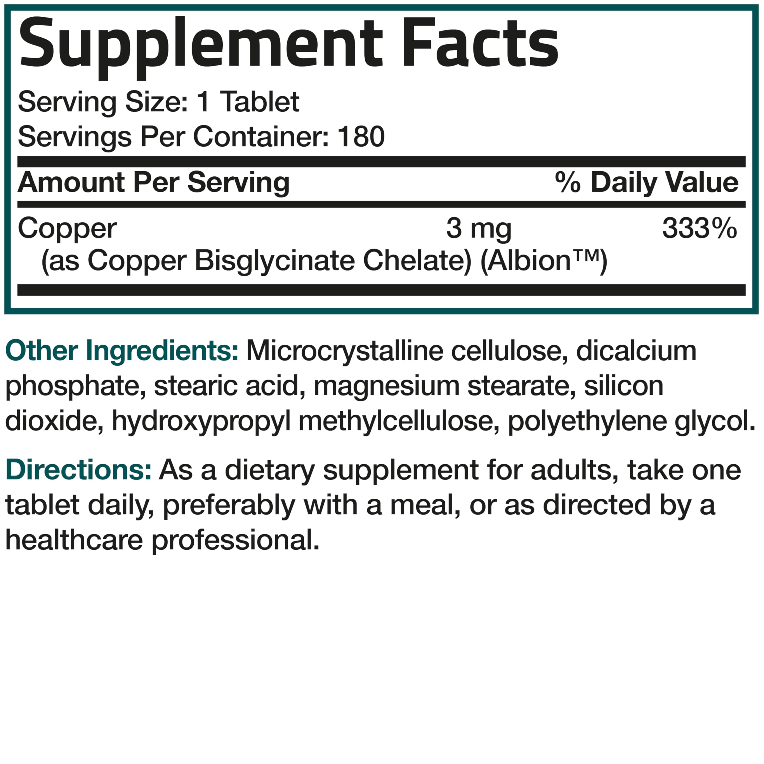 Bronson Copper 3 mg as Albion Bisglycinate Chelate, 180 Vegetarian Tablets — Amazon image 8