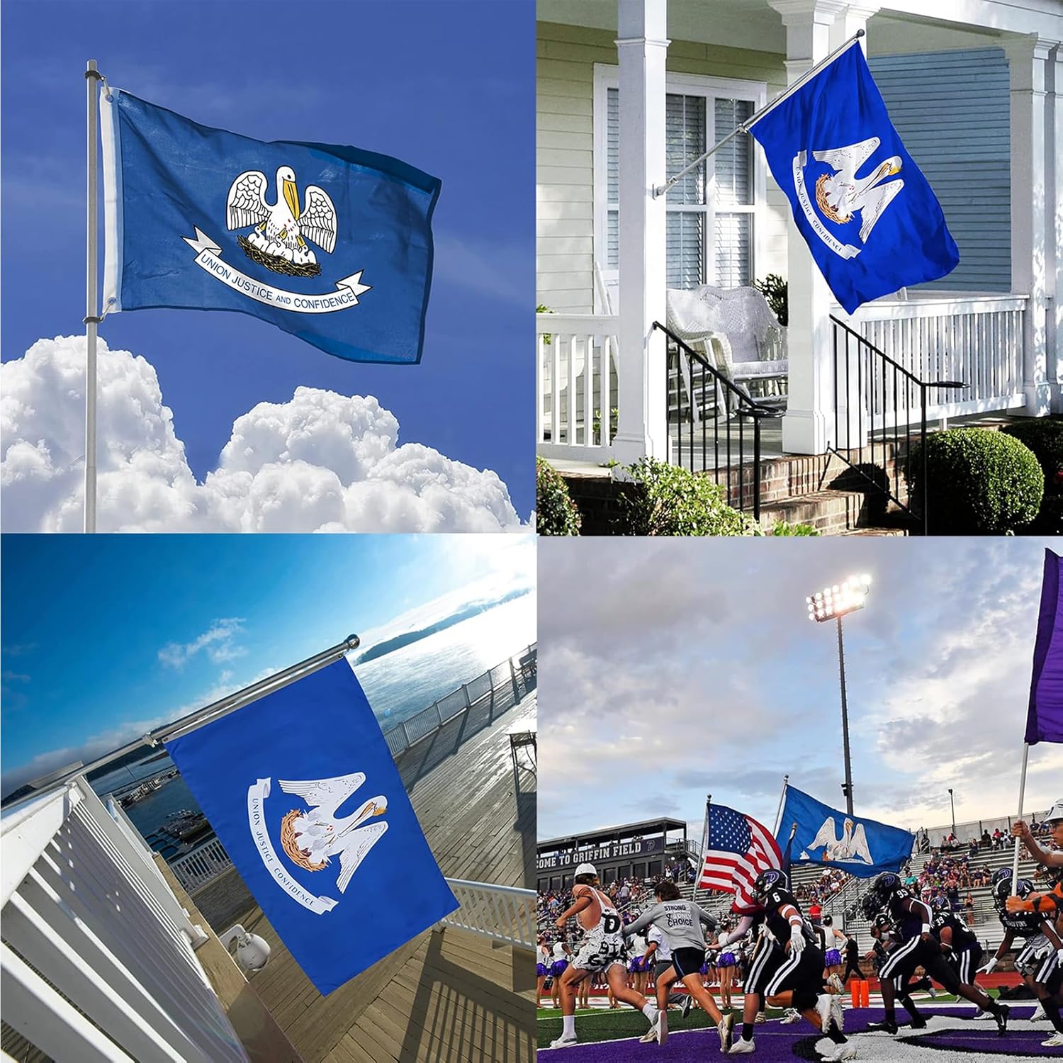 Louisiana Flag Outdoor 3x5 Ft Double Sided Heavy Duty Polyester Louisiana State Flag Long Lasting 4 Rows Hemming LA Flags with 2 Brass Grommets - Image 7