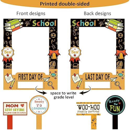 Miniatura 10 de Marco de fotos para fiesta de regreso a clases, suministros de fiesta, escuela, bienvenida, cabina de fotos para el primer día de escuela, marco de