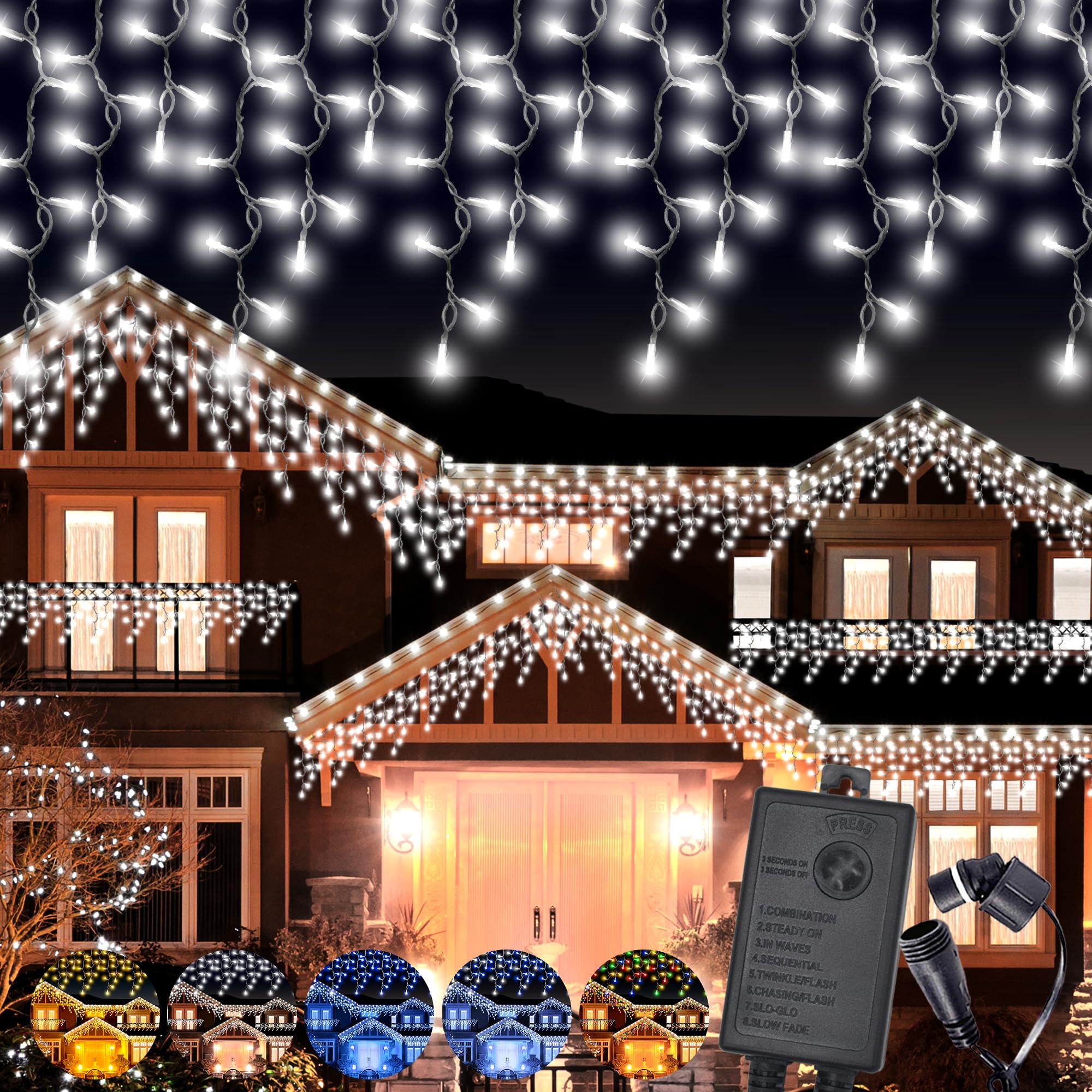 ➁新品【3個セットでお得】黒コード イルミネーション つらら　ホワイト 5m 120球 Amazon.co.jp: イルミネーション つらら LED 120球 5m クリスマス