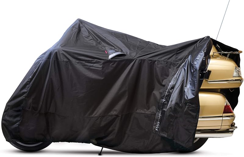 Dowco Guardian 50021-00 WeatherAll Plus Funda impermeable para motocicleta para interiores y exteriores, cremallera EZ: negro, extragrande