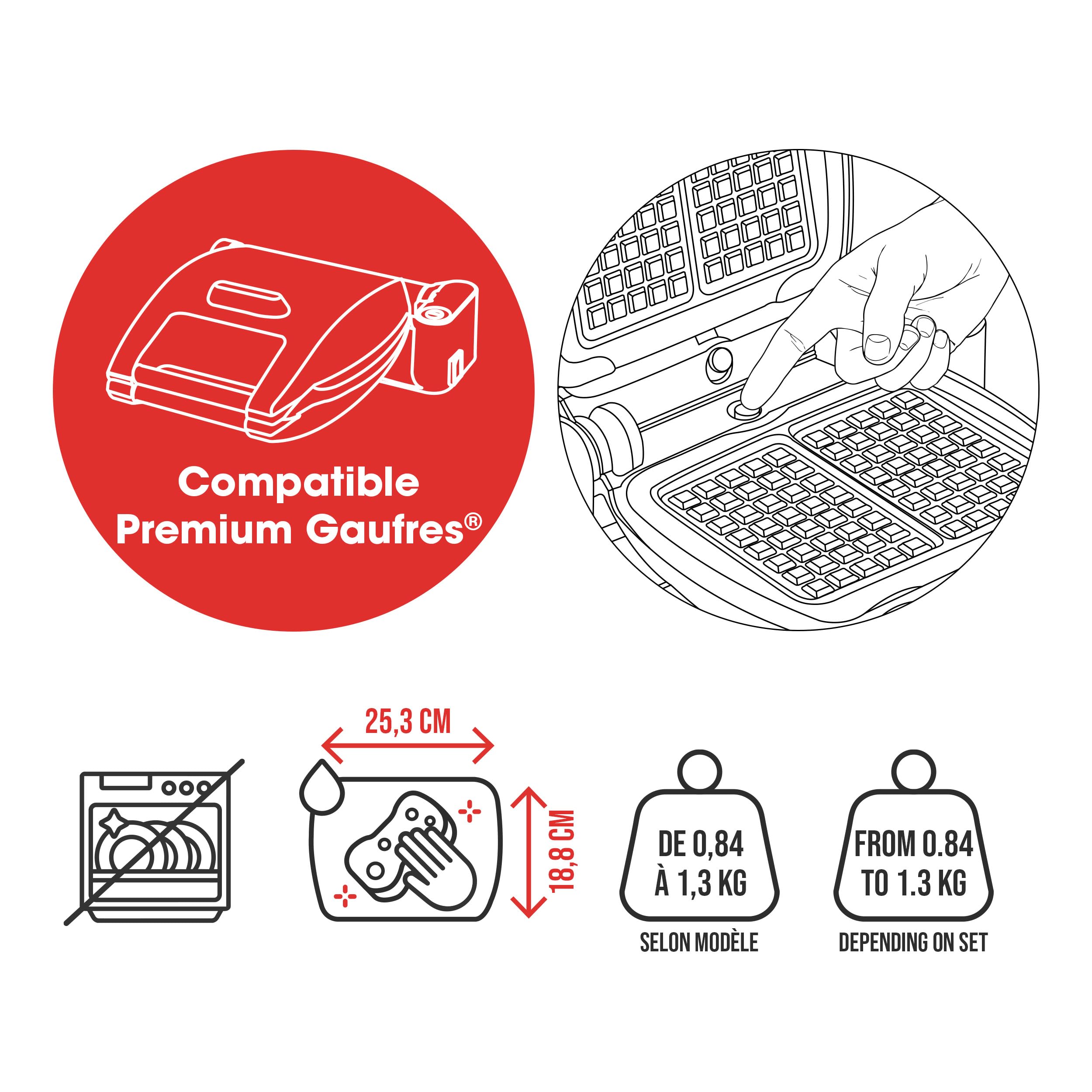 LAGRANGE Zestaw mini gofrów, kompatybilny ze wszystkimi gofrownicami "Premium", płyty z odlewu aluminiowego, dwuwarstwowa powłoka nieprzywierająca, 010622, czarny