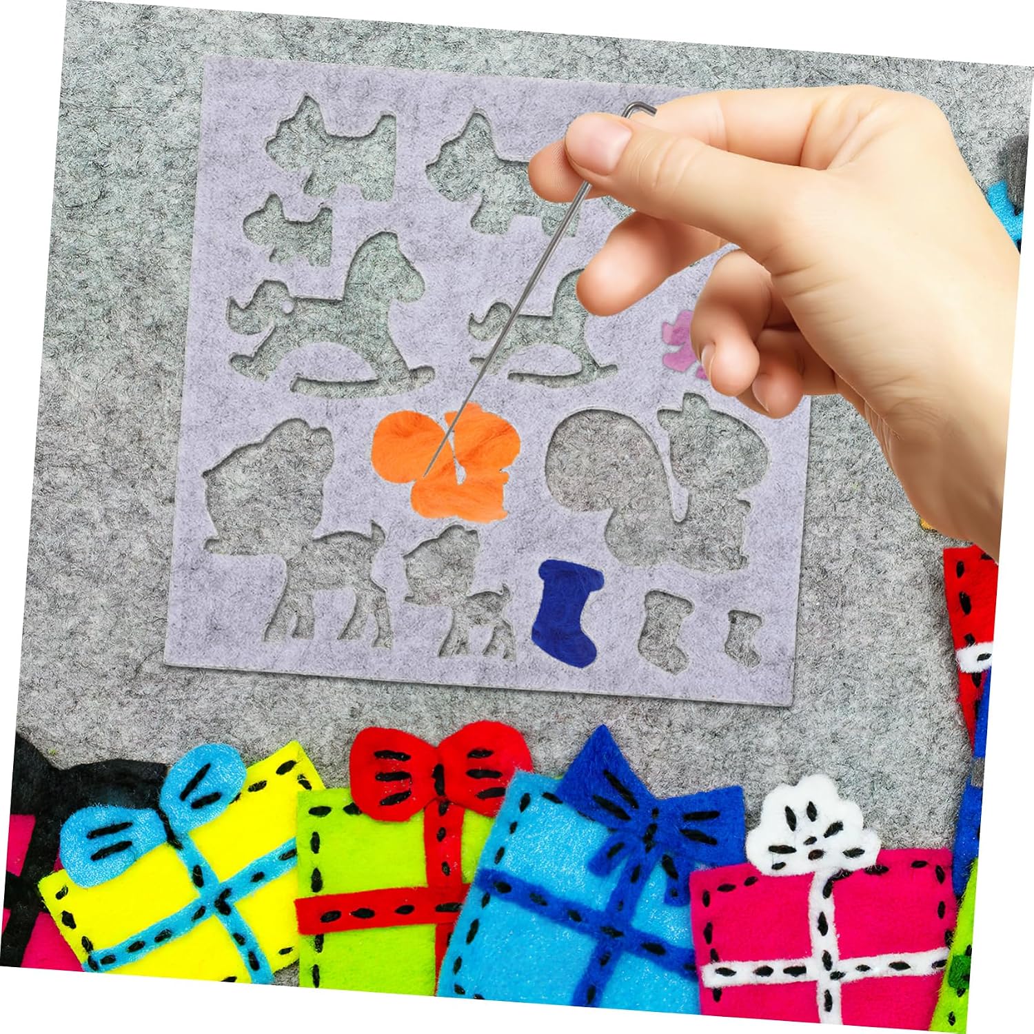 TEHAUX Wool Felting Mold Kit DIY Needle Felting Tools with Embroidery Shaping Mold for Creative Crafts for Beginners Complete Wool Applique Crafting Set