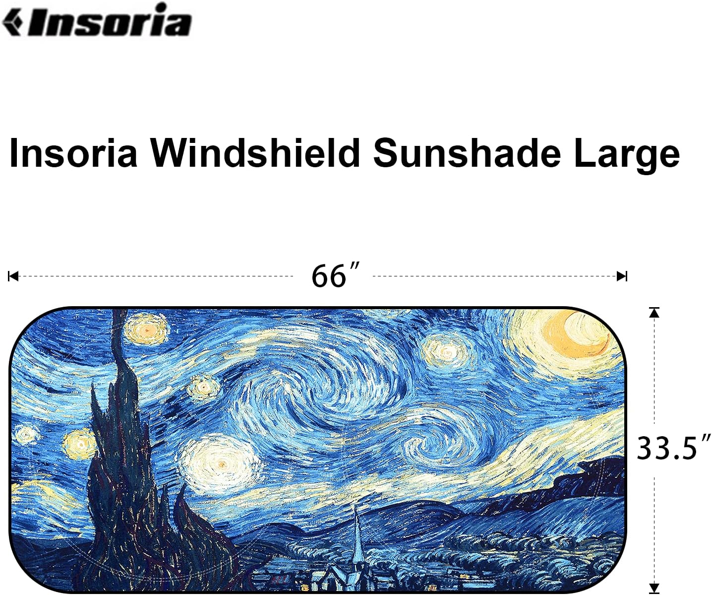 Insoria Windshield Sunshade Block UV Rays Foldable Sun Shield Keeps Your Car Cool Easy to Use Car Accessories Fits Most Car Windshields Starry Sky 63" x 33.5"