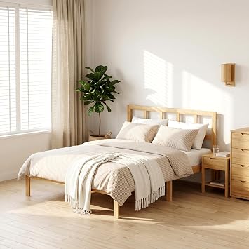 14 Inch Bamboo Bed Frame Solid Wood Platform BedFrame