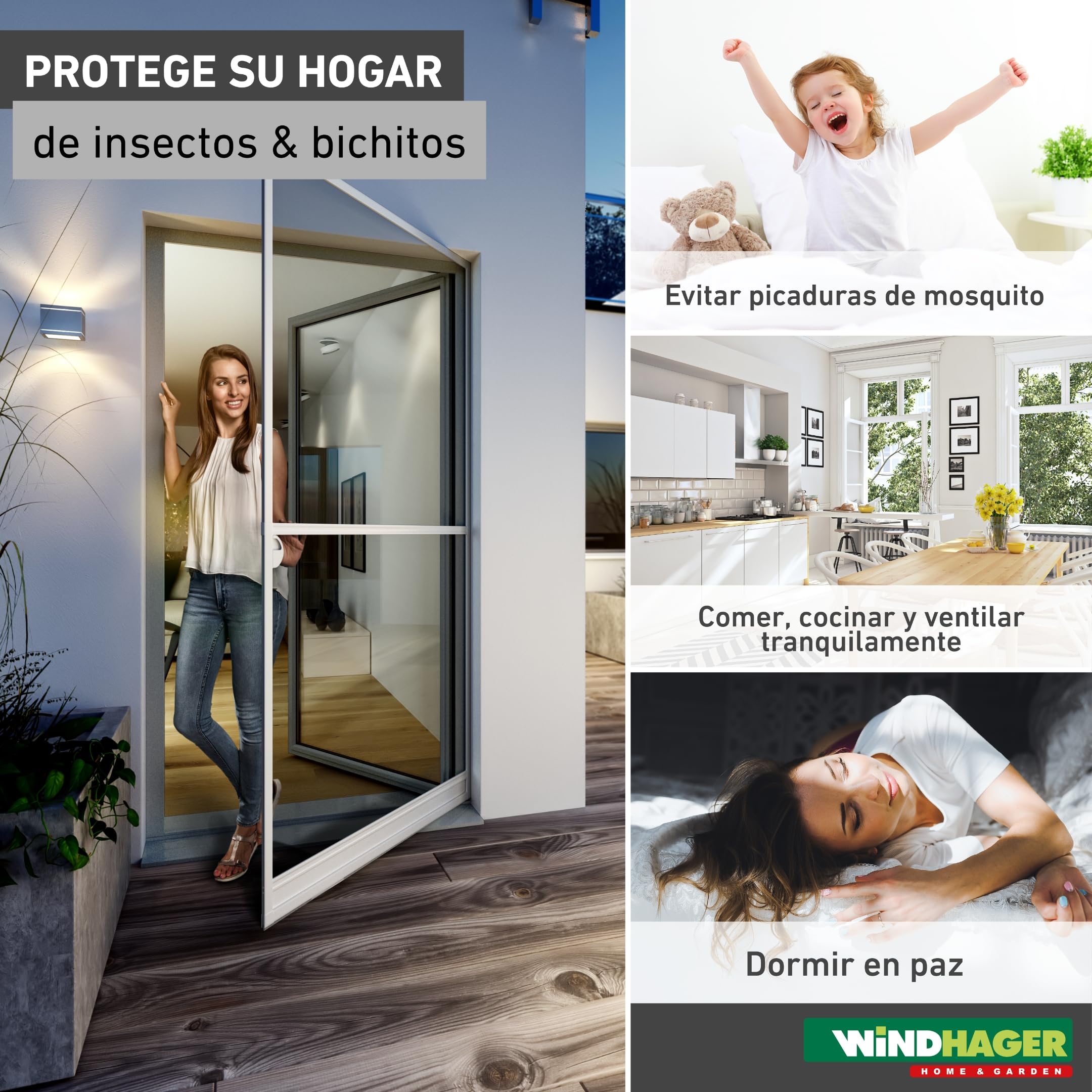 Windhager Tensor Expert, mosquitera Marco de Aluminio para Puertas, acortable Individualmente, 100 x 210 cm, Blanco, 03902