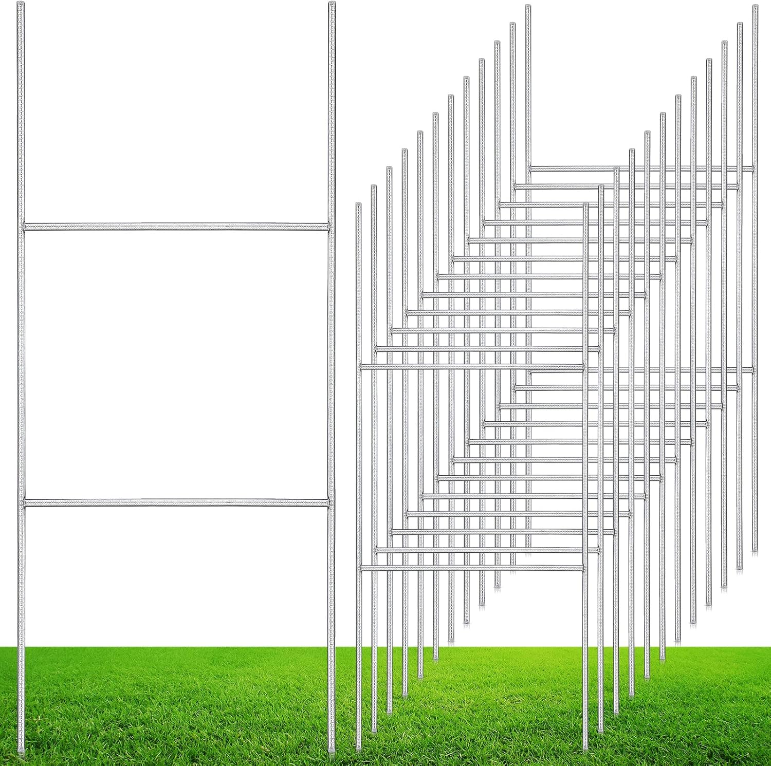 Zonon 100 Pcs H Stakes for Yard Signs 16.5'' x 7'' Heavy Duty Metal H Frame Wire Stakes Weatherproof Metal Holder for 4mm 5mm Corrugated Signs Guidepost Yard Decoration