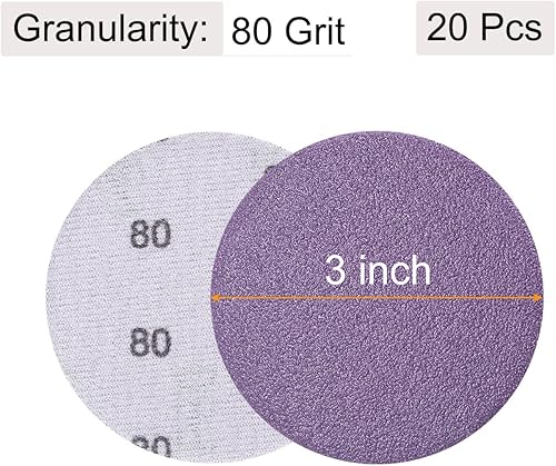 Miniatura 10 de uxcell 20 discos de lijado morados de 3 pulgadas, 2500 granos, gancho y bucle, papel de arena profesional de óxido de aluminio, pulido en seco y