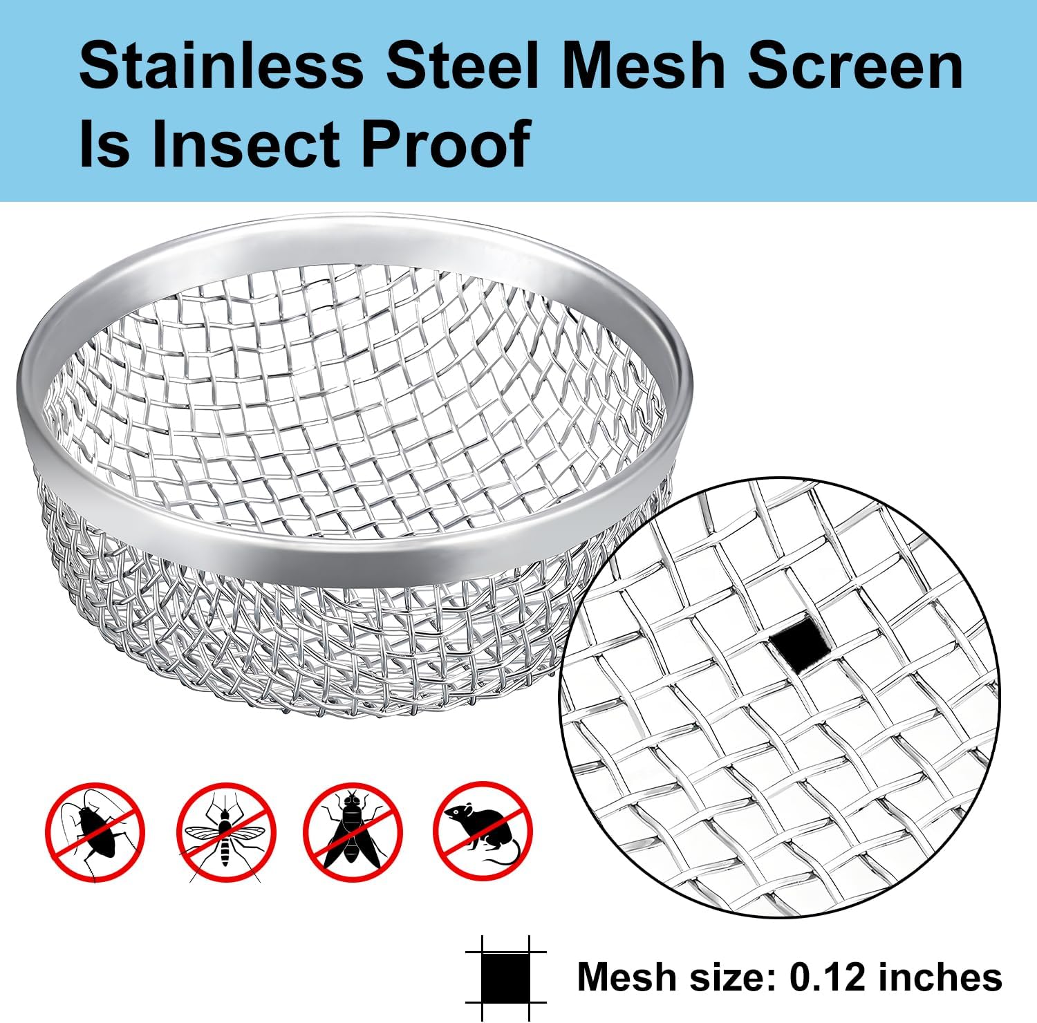 RV Furnace Vent Cover, 2 Pack RV Vent Screen with Insect Net, Installation Tools & Silicone, 2.8 x 1.3 Inch for RV Refrigerator, RV & Camper Accessories, RV Vent Insulator
