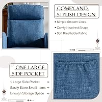 Vista 6 de Mecedora tapizada para guardería, mecedora Accent Glider con bolsillo lateral, cómoda silla con respaldo alto y cojín de doble capa, planeador