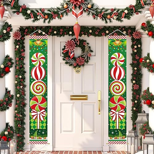 Miniatura 41 de Ivenf Juego de carteles de Navidad para porche, pancartas verdes, decoraciones colgantes de Navidad para el hogar, exterior, interior, pared, puerta