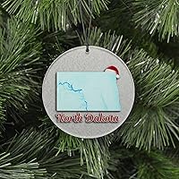 Vista 114 de Vermont Christmas Ornament - Winter Theme Featuring Snow, State Terrain Map and Santa Cap - 2025 Hanging Acrylic Disc Decoration For Tree - Unique