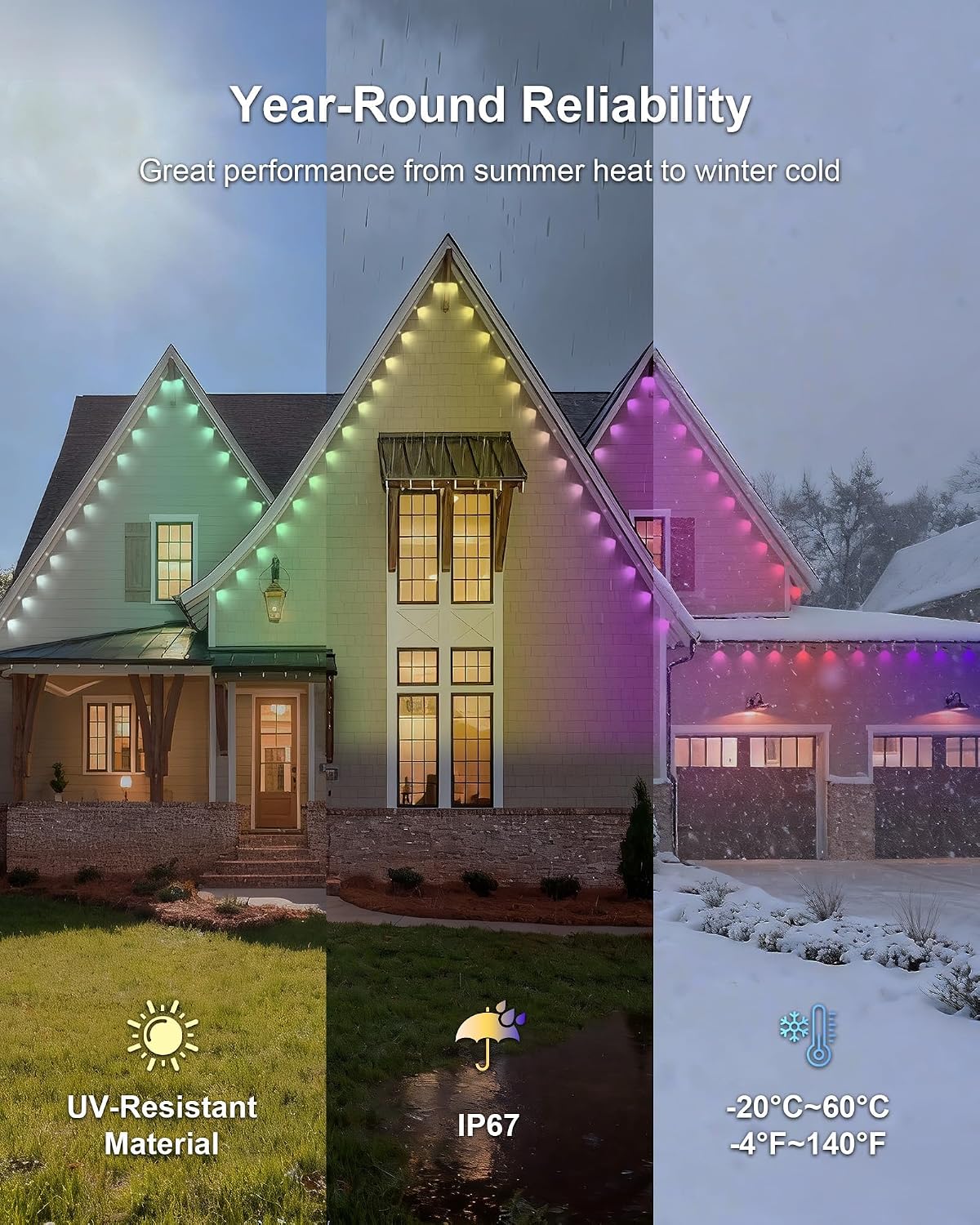 XINKAITE 300ft Permanent Outdoor Lights for House, 2025 Eave Lighting with App/Remote Control, IP67 Waterproof smartlight for Christmas, Halloween, Holiday, Party, Daily(2 Rolls 150FT)
