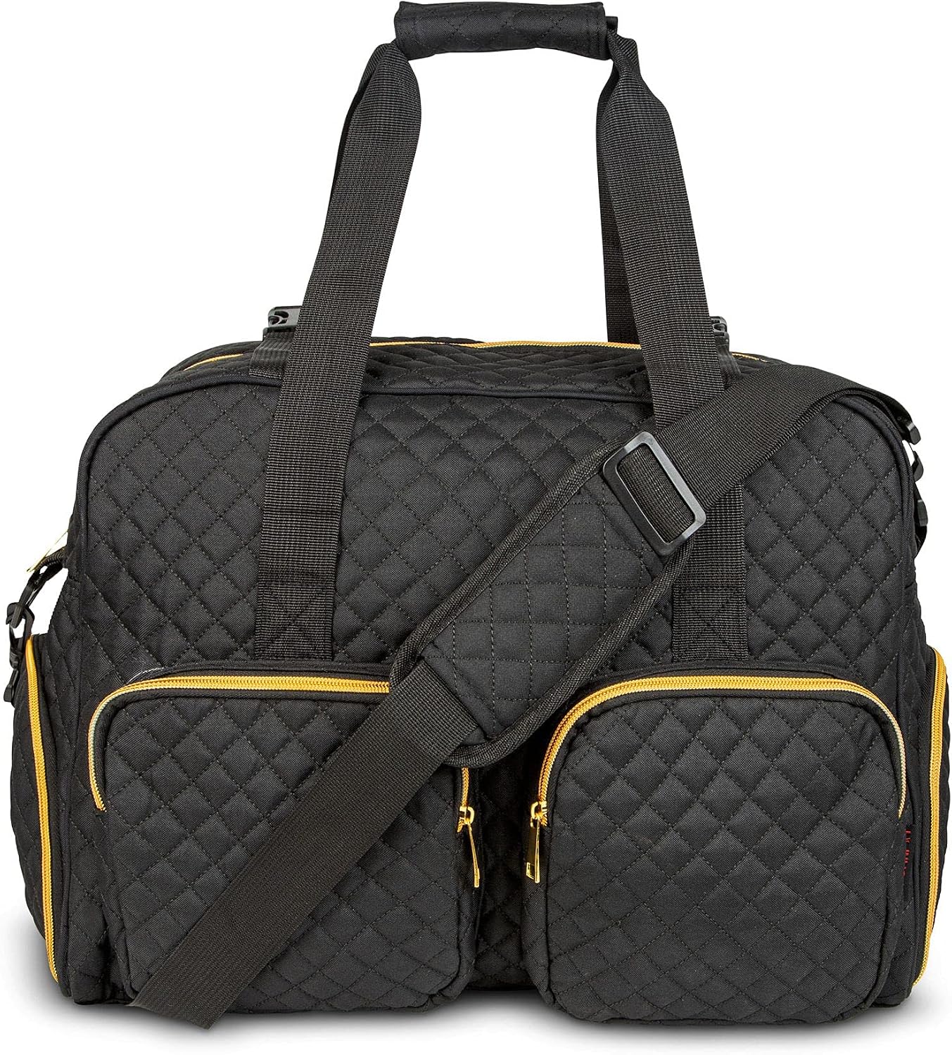 Women Exercise Fitness Gym Travel & Weekender Duffel bag Waterproof Wet Storage Yoga Mat Storage Shoe Storage Carry On Luggage (Black, Quilted Outer)