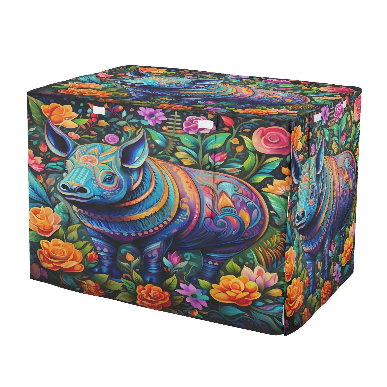 Housse de cage Rhinocéros imperméable pour chiens et chats avec motif floral élégant