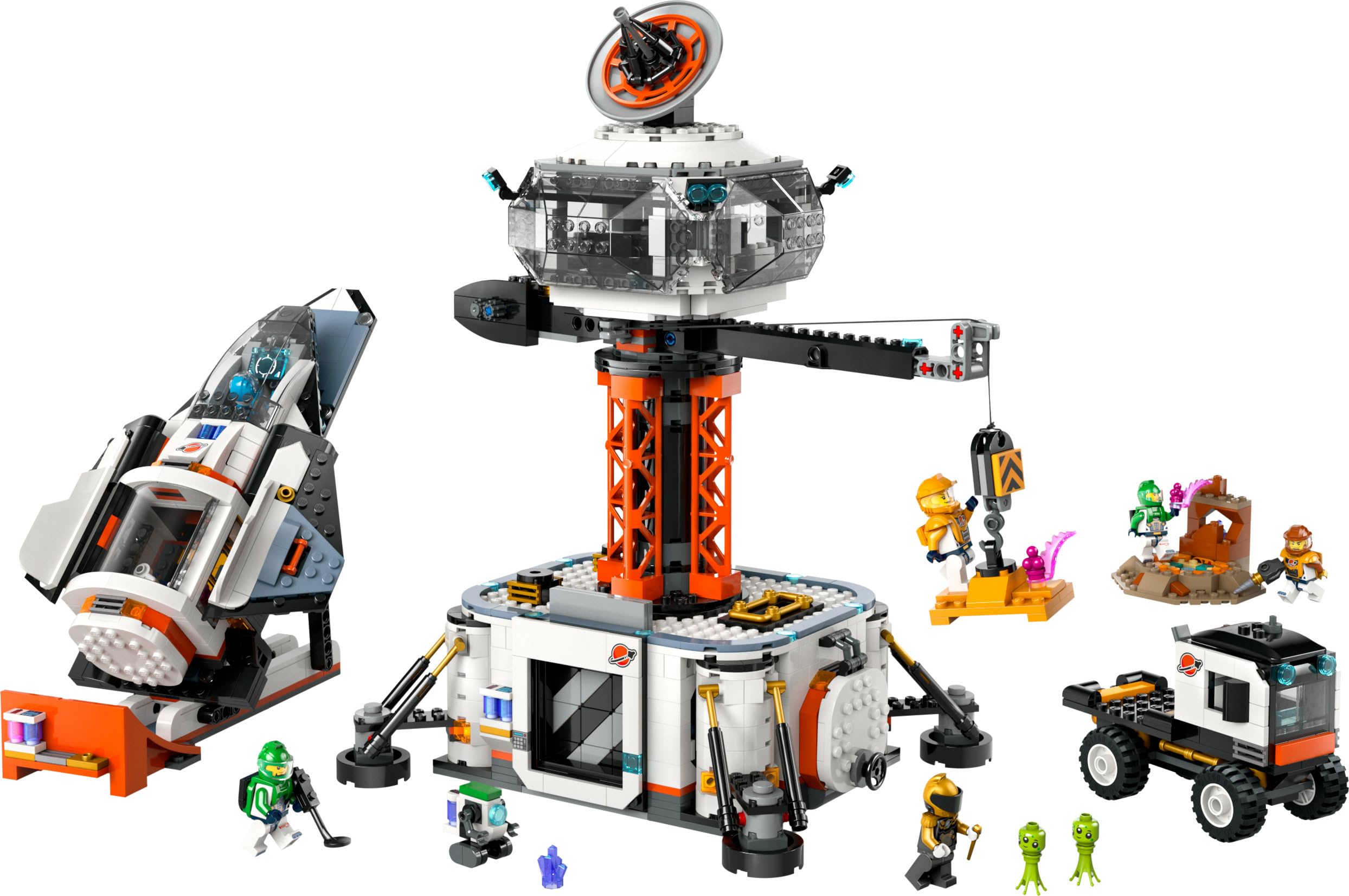 LEGO City Base Espacial y Plataforma de Lanzamiento, Juego de Exploración Planetaria, Regalo para Niños y Niñas de 8 Años o Más, 6 Minifiguras, Robot de Juguete y 2 Figuras de Acción de Aliens 60434