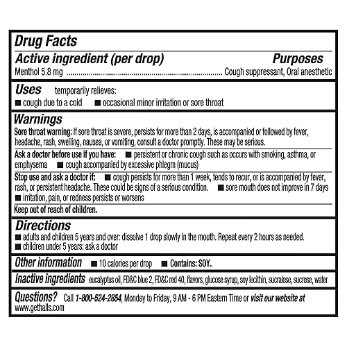 Miniatura 2 de Halls Gotas para la tos y la garganta para aliviar la tos y la garganta, paquete a granel, 250 gotas